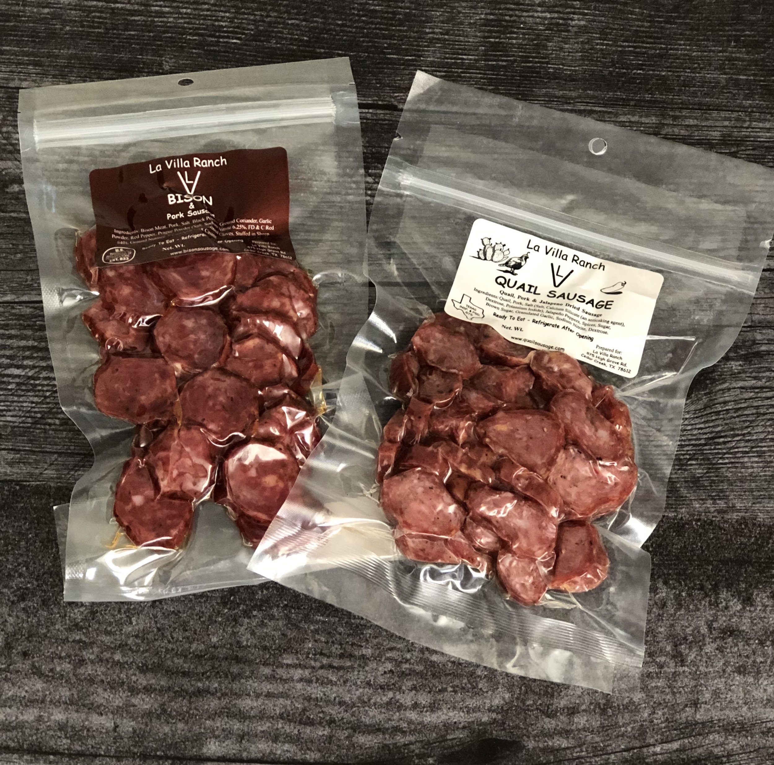 Bison & Quail Sausage - La Villa Ranch - Texas Products