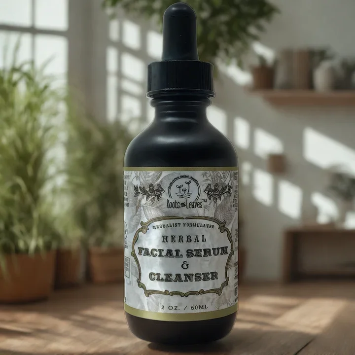 Roots and Leaves Herbal Facial Serum & Cleanser lifestyle 1.webp