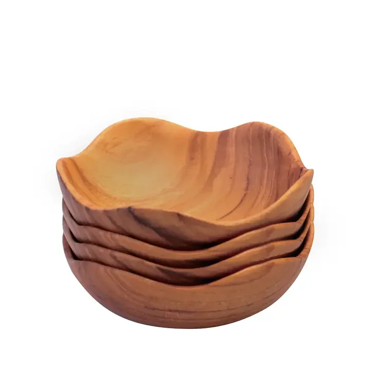 Be Home Teak Wavy Bowls - Set of 4