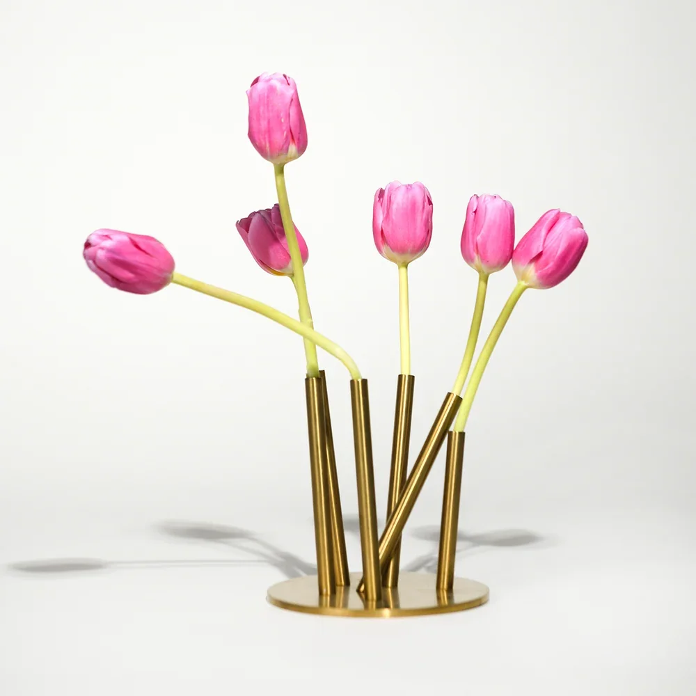 Byaas Quick-Fix Polished Brass Stem-Support Vase