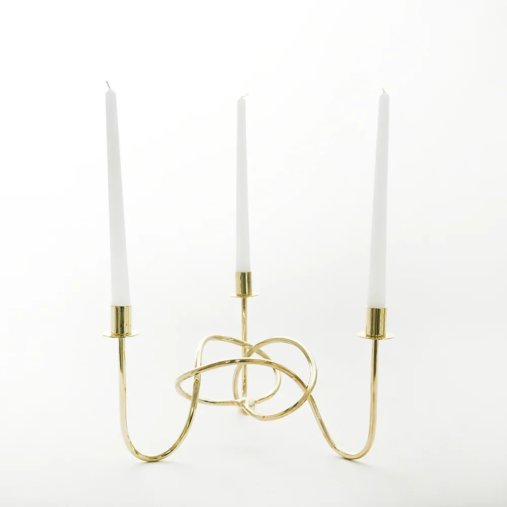 Byass Thread of Togetherness Brass Taper Candle Holder – Set of  3