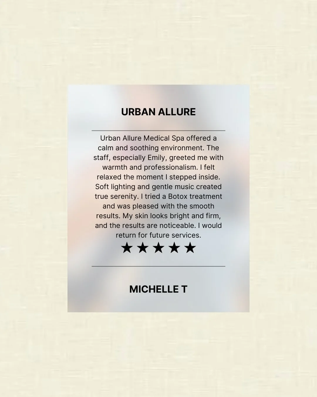✨ Creating a space where you feel calm, cared for, and confident &mdash; that&rsquo;s always the goal at Urban Allure.
Thank you to our clients for trusting us with your treatments and sharing your experiences🤍
Ready for results that look smooth, na