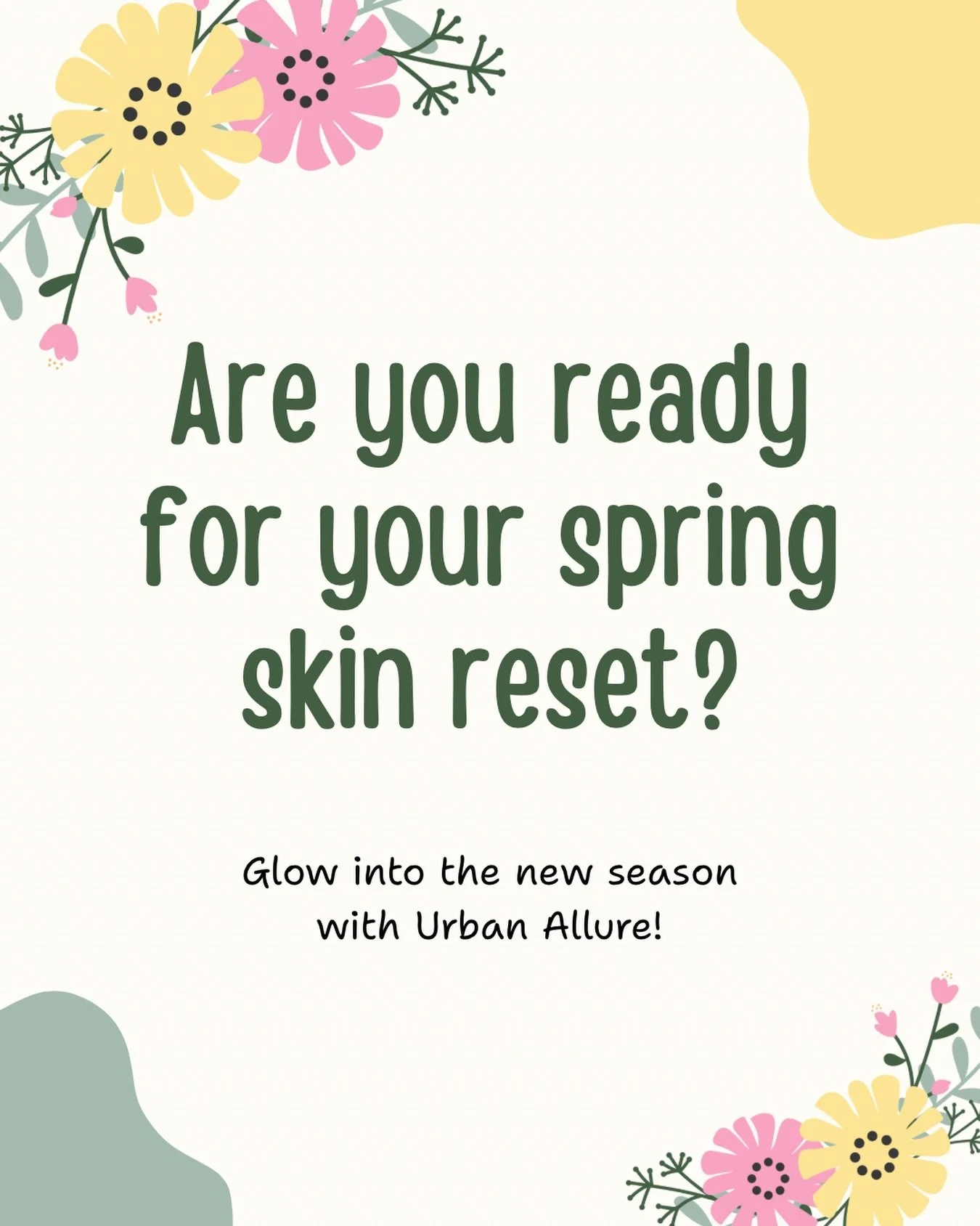 Are you ready for your spring skin reset?
Say goodbye to dull, dry winter skin and hello to a fresh, radiant glow 🌸

Customized treatments designed to target your skin goals&mdash;because no two faces are the same.

Book your appointment now and let
