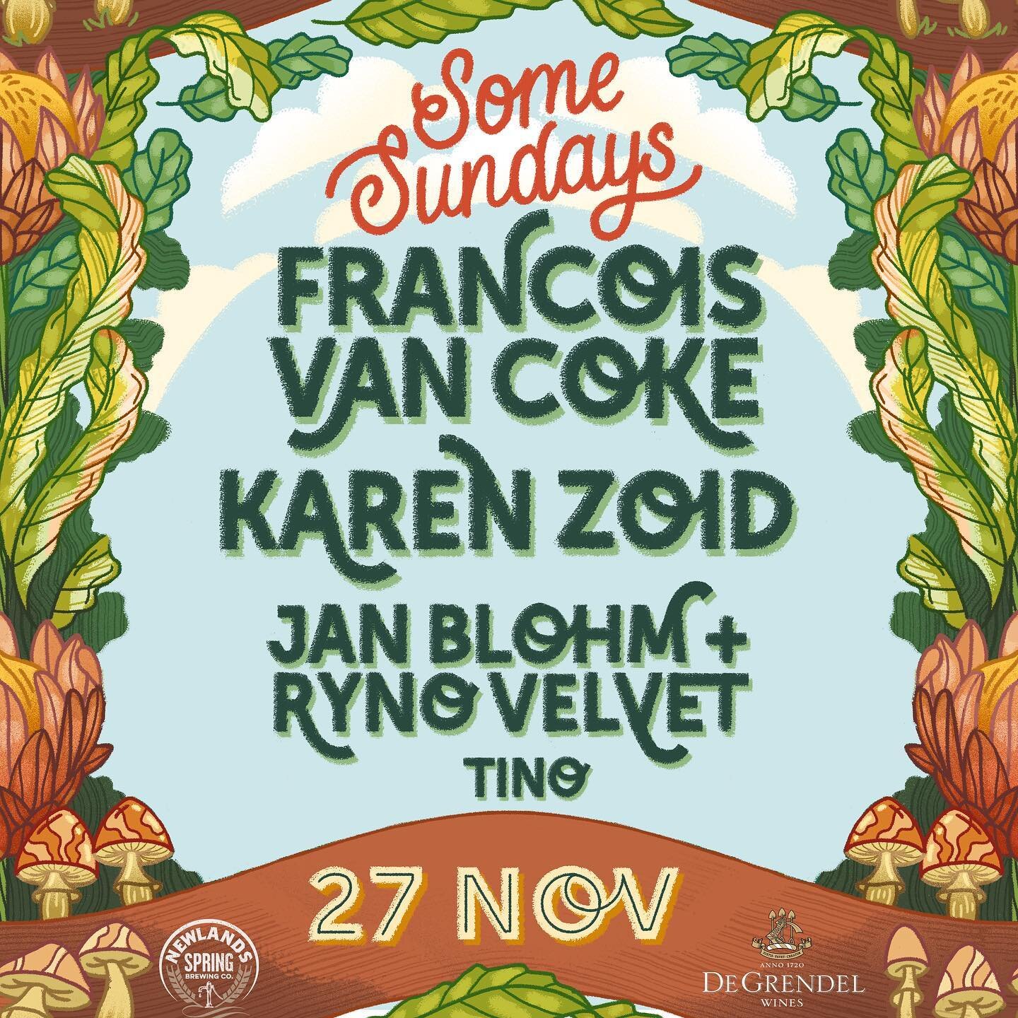 4th line-up on the Some Sundays Menu, and this is a juicy one 🤤

Afrikaans rockstar, Francois van Coke with his band Die Gevaar are back for more!!

Paired with a Some Sundays first - sure to kick us all into high gear we have South Africa&rsquo;s &