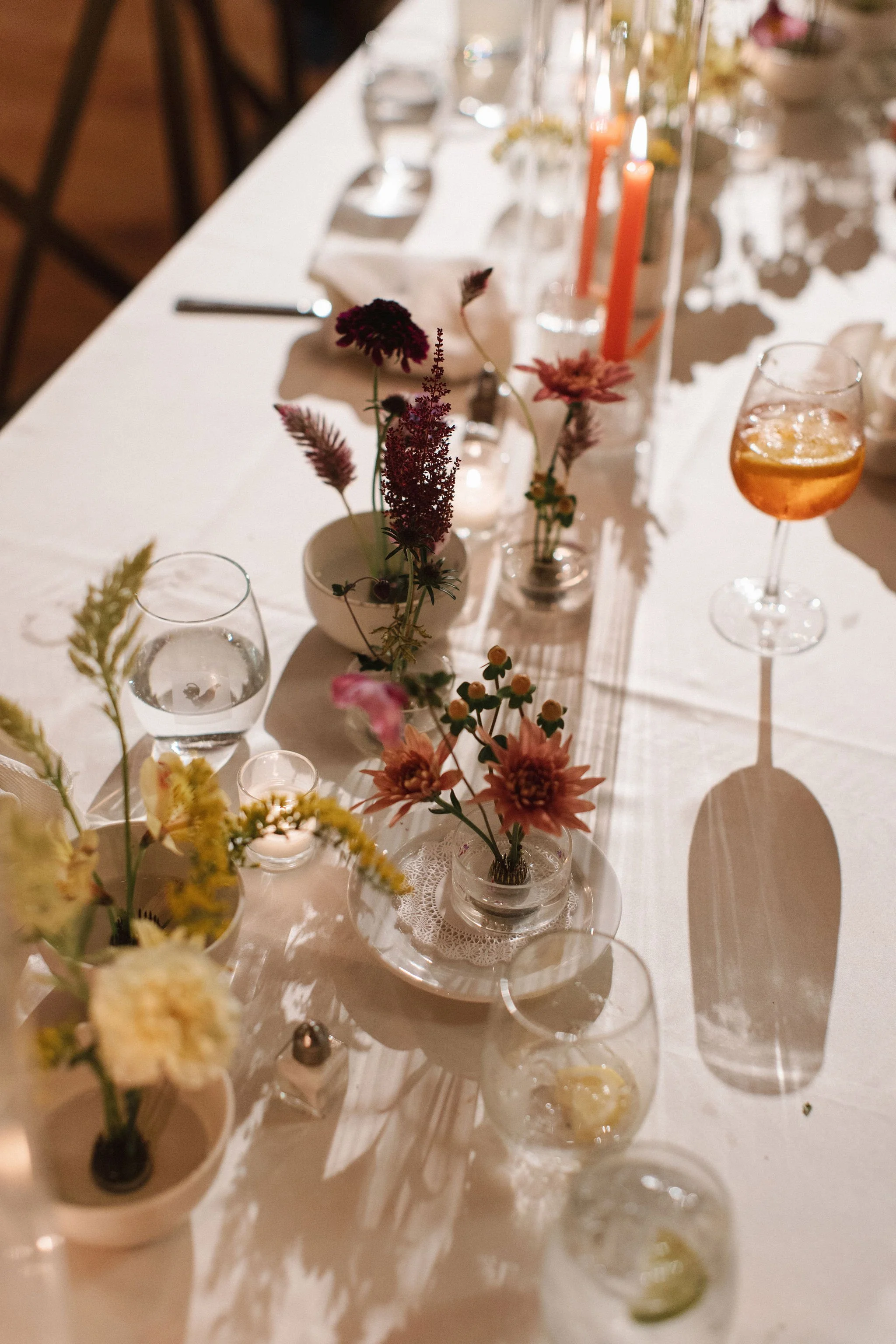 flower frog wedding tablescape