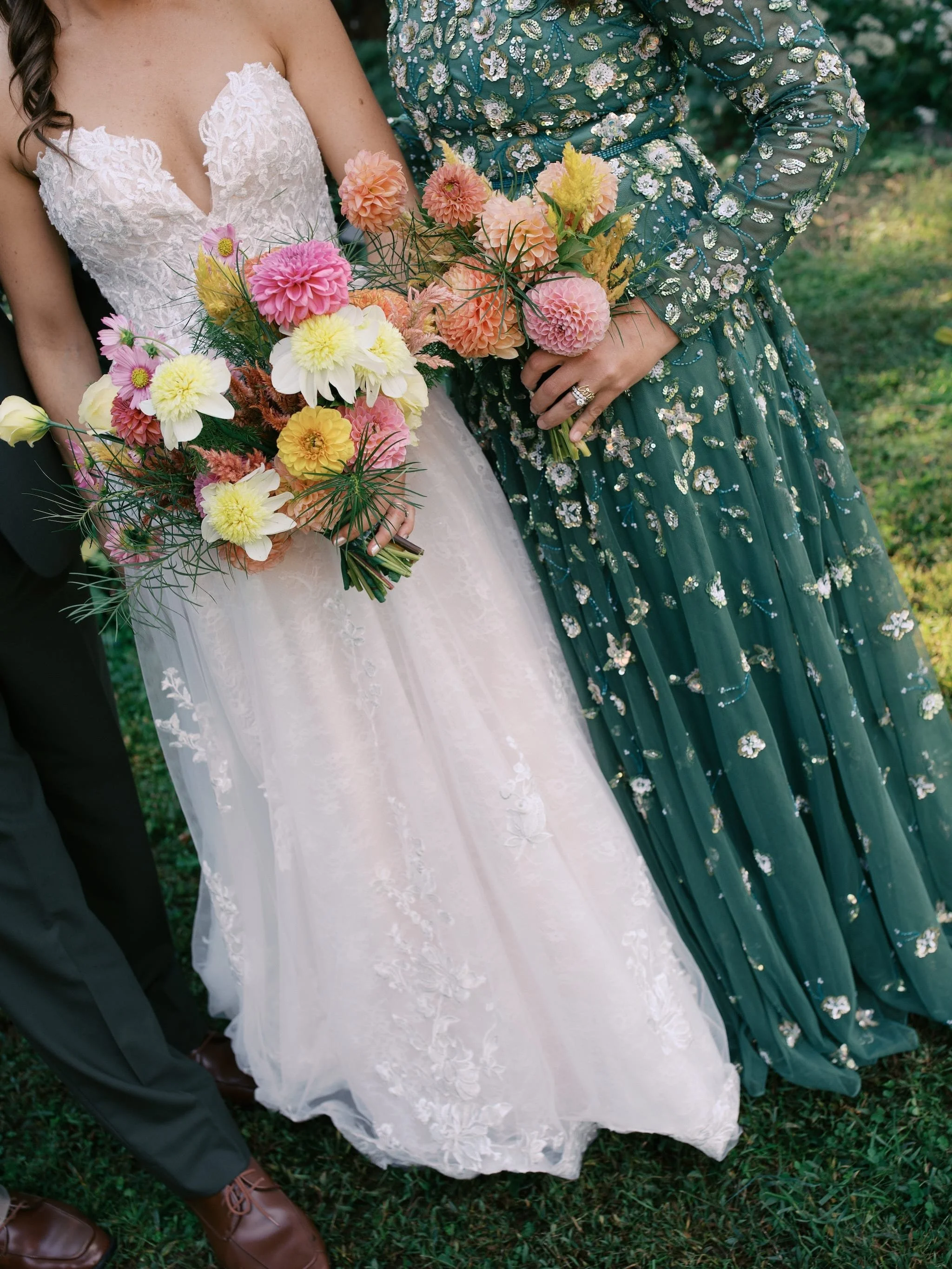 colorful organic bridesmaids bouquets