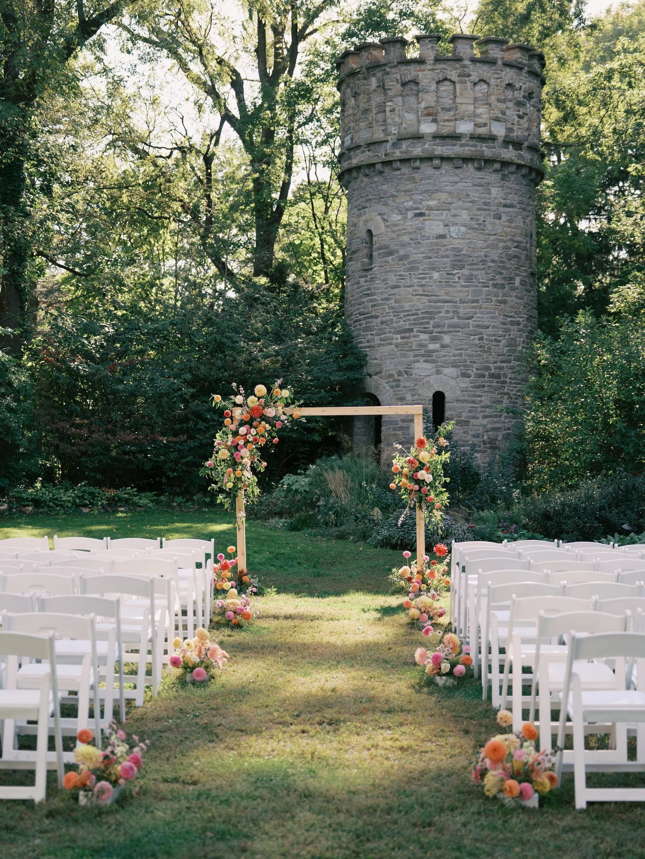 colorful wedding flower arch 