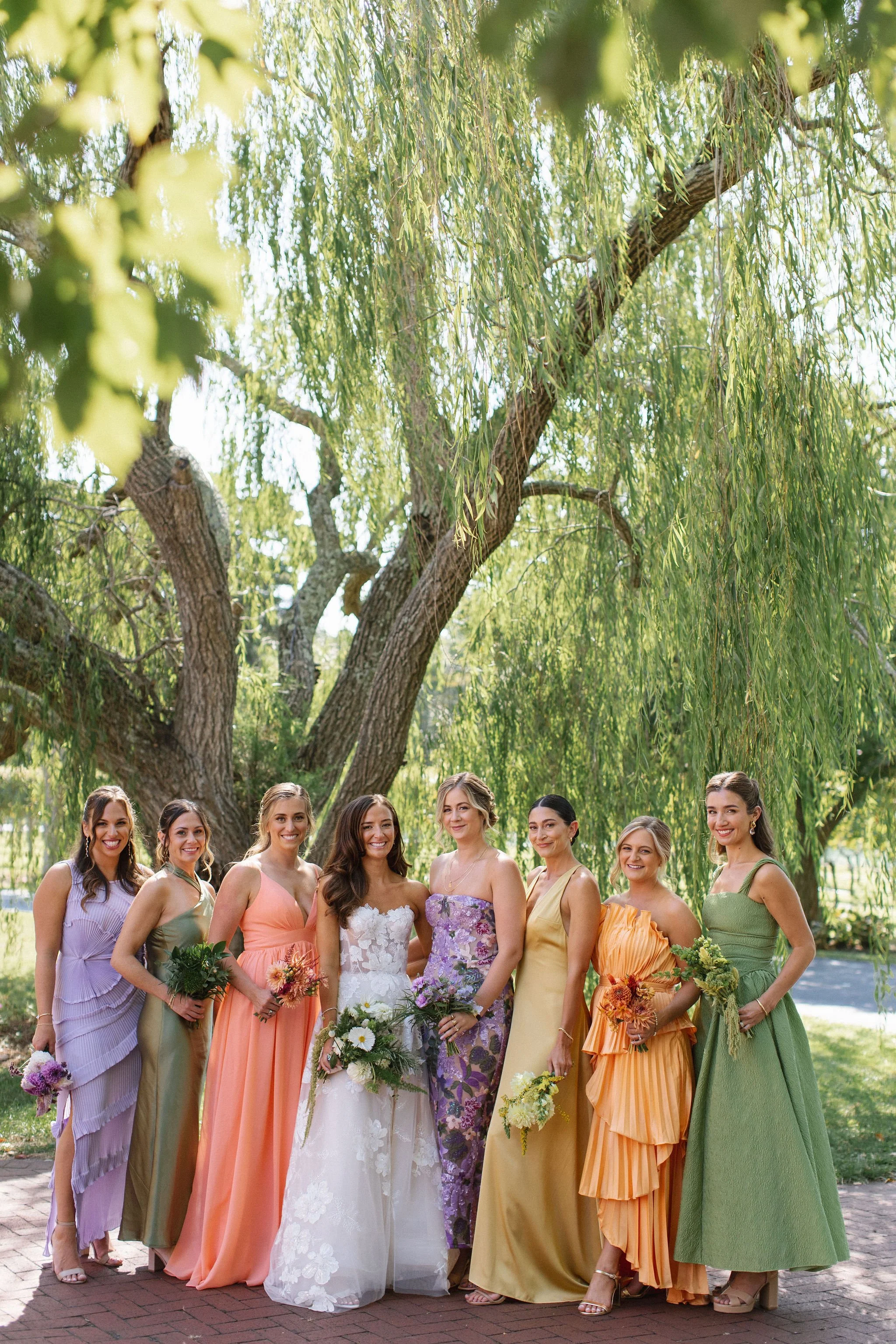 colorful bridesmaids wedding flowers