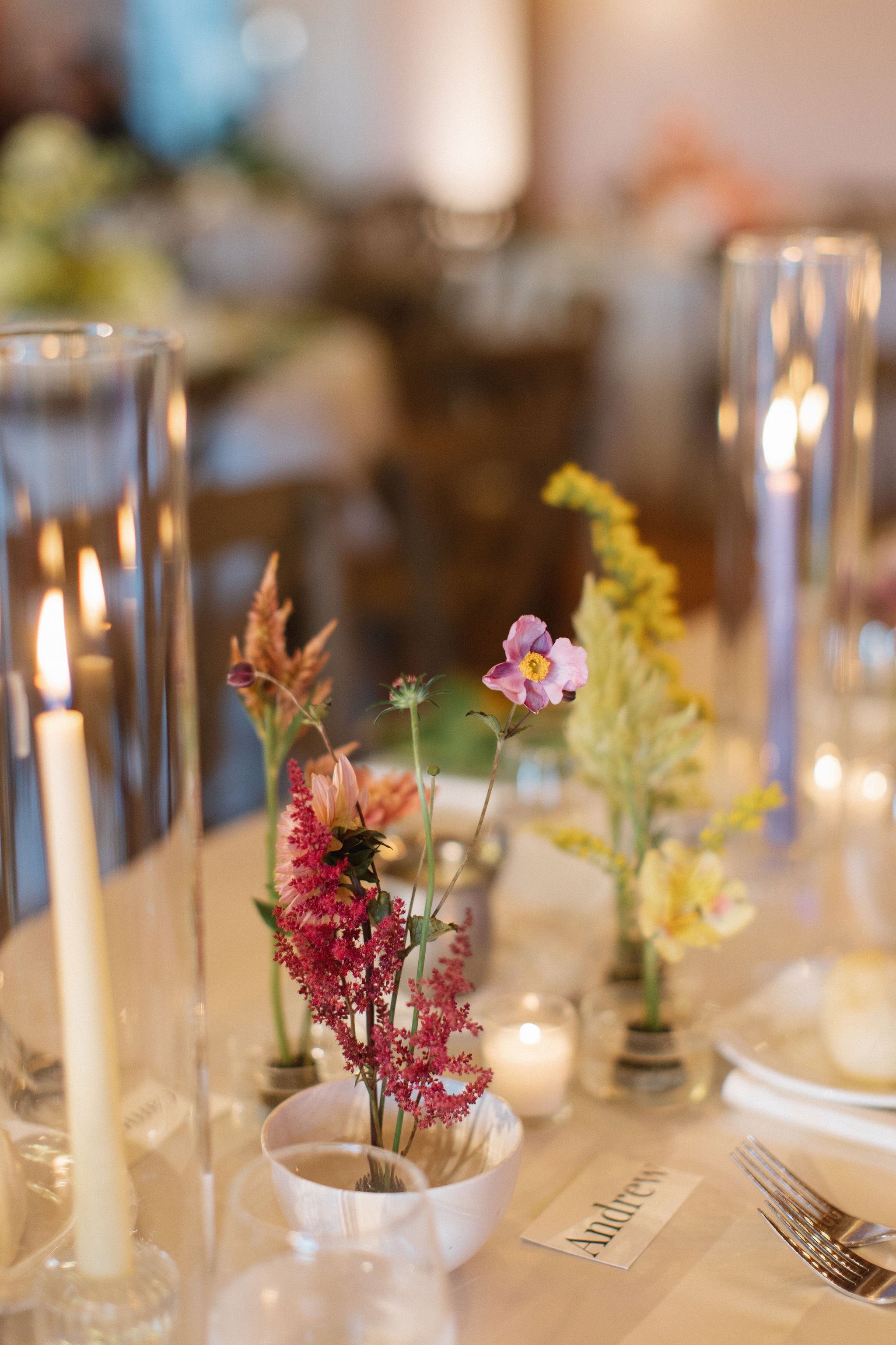 flowers and hurricanes on table