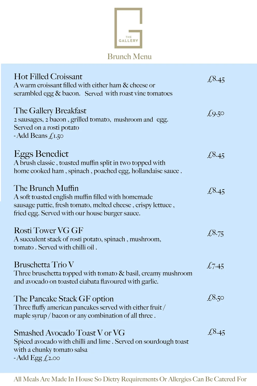 Great Gallery Menu Rac Gallery Restaurant Menu Card The Gallery 1141 – The Perfect Venue