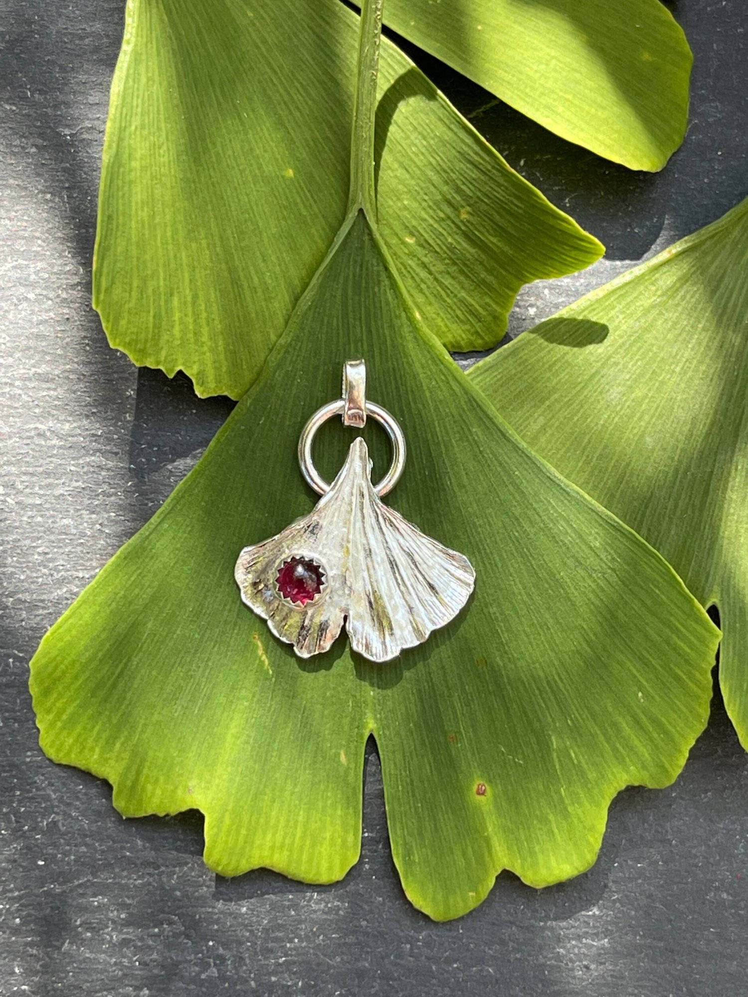 wire ginkgo leaf charm