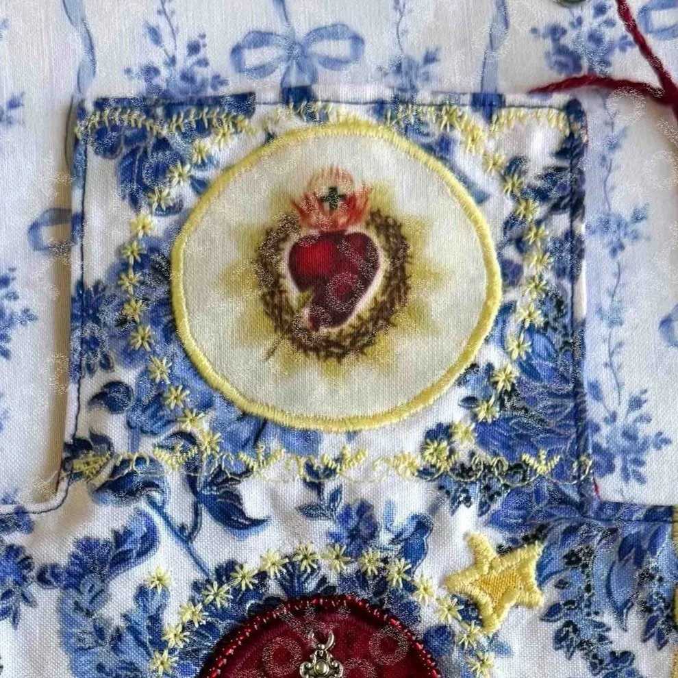 Add Custom Glass-Bead Embroidery - sacred heart - to my Pocket Devotional