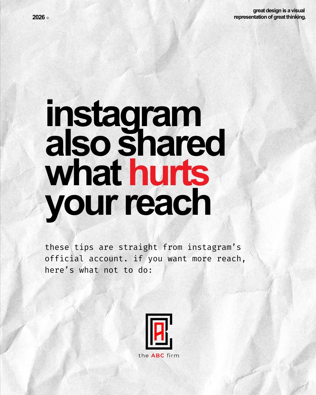 if you feel like your reach has dropped, it might not be random.

these are straight from instagram&rsquo;s official guidance on what actually hurts distribution.

watermarks.
reposting content that is not yours.
engagement bait.
overly long reels.


