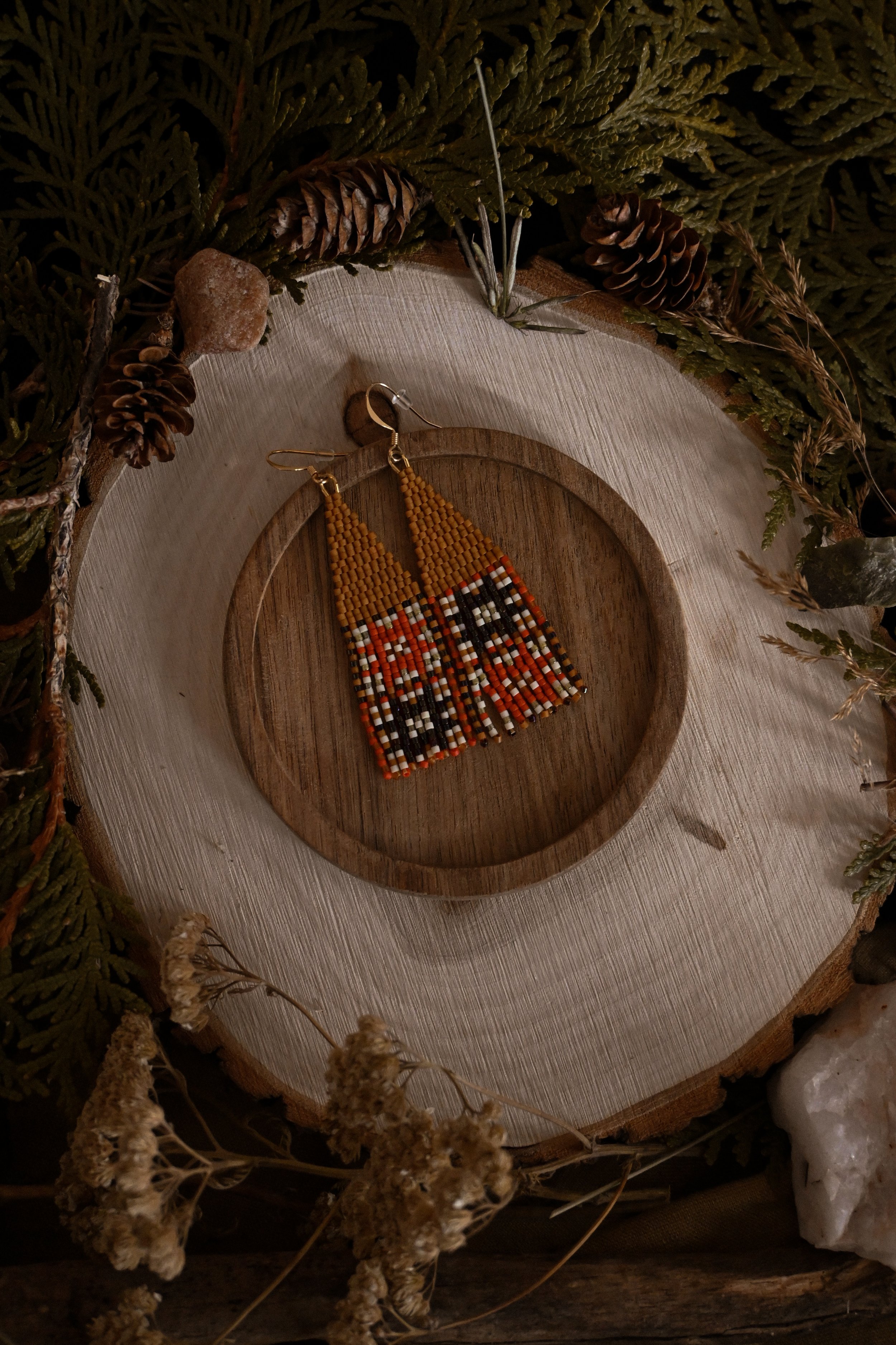 Caramel, Cinnabar and Magic Sawtooth Earrings