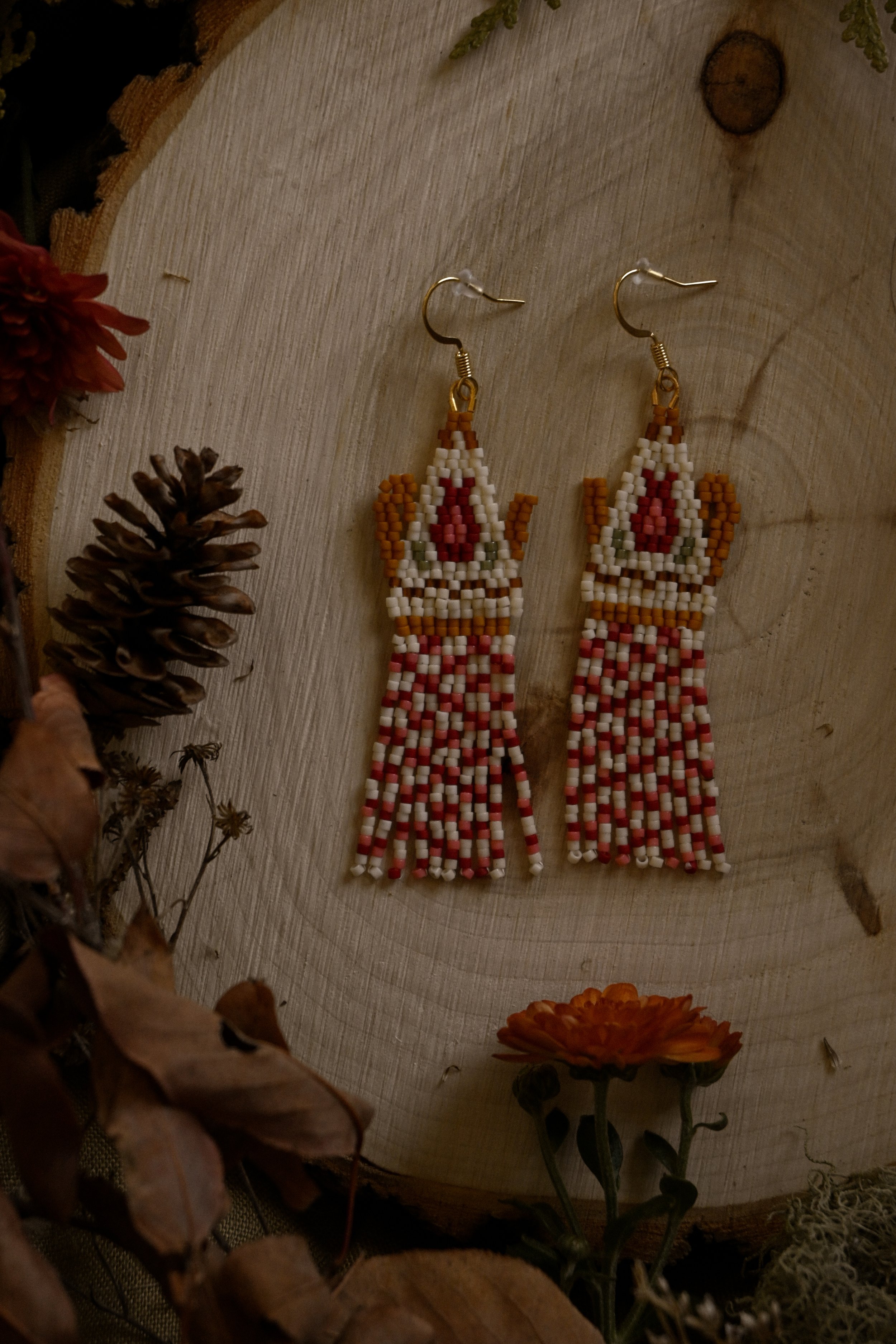 Berry and White Teapot Earrings