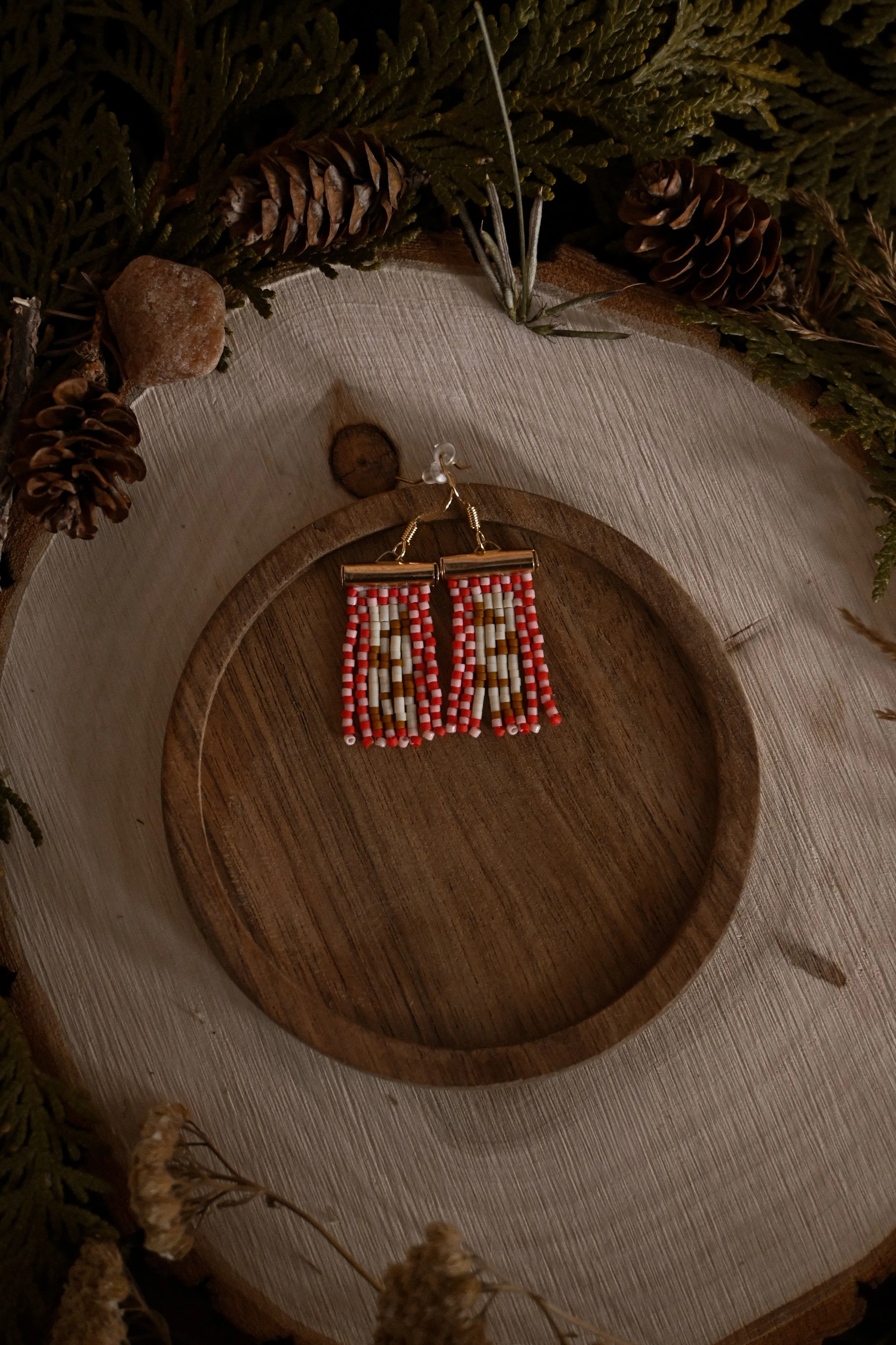 Mini Brown and White ZigZag Earrings