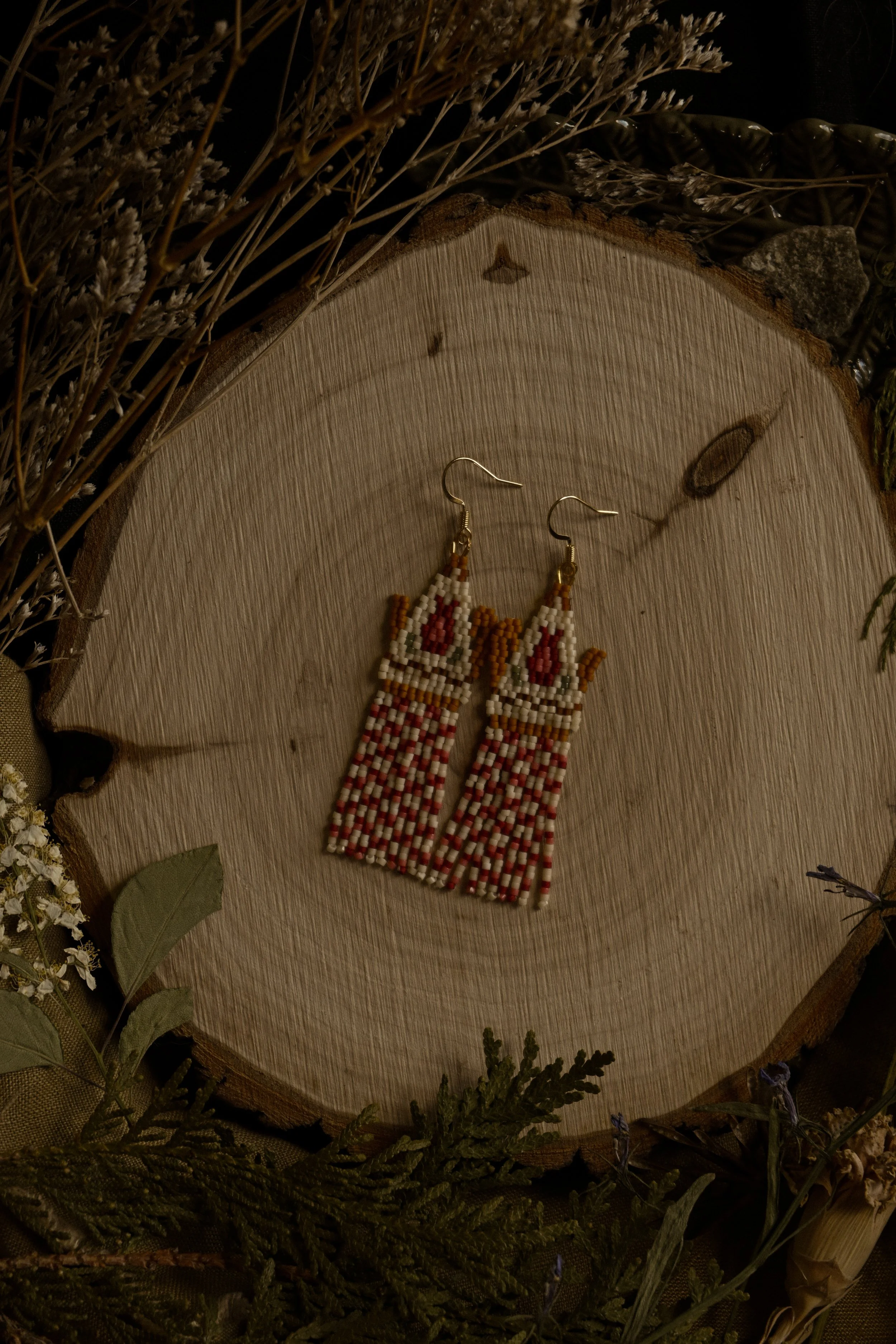 Berry and White Teapot Earrings