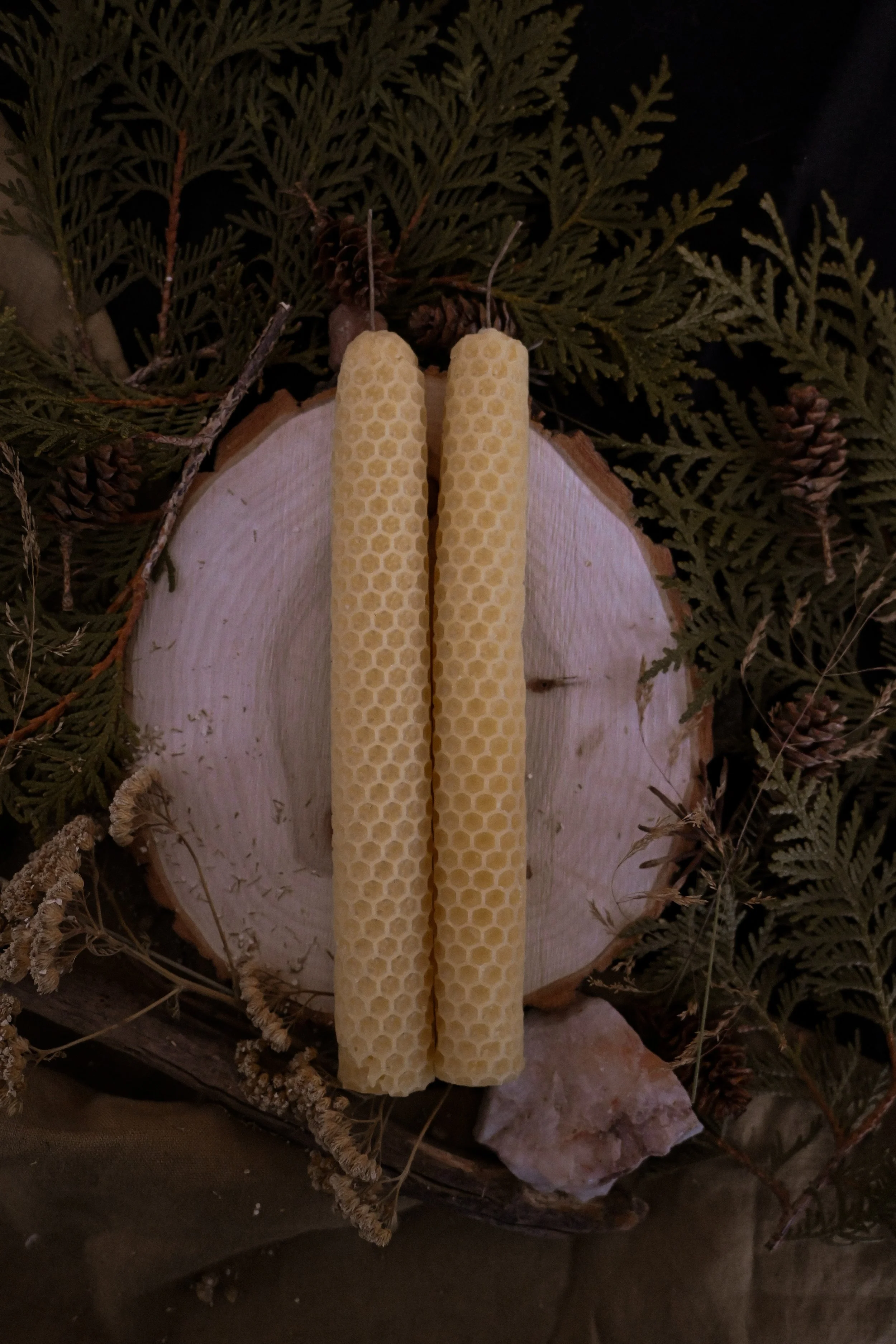 Rolled Beeswax Taper Candle - Set of 2