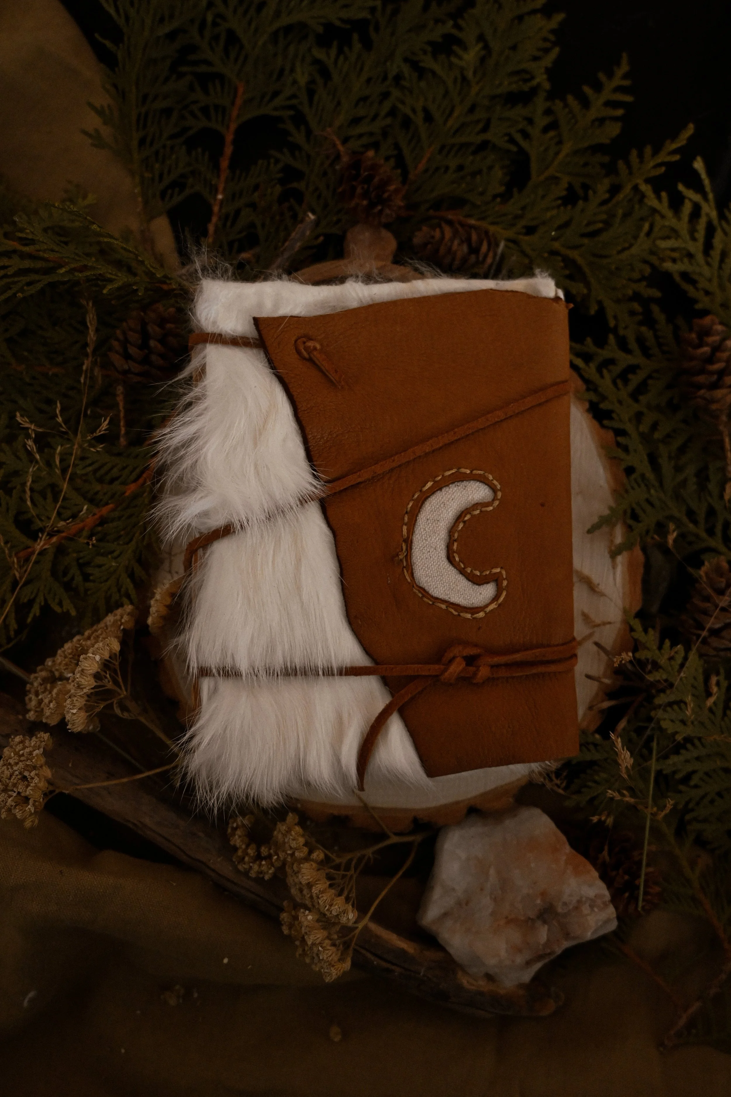 Crescent Moon and White Rabbit Fur Sketchbook