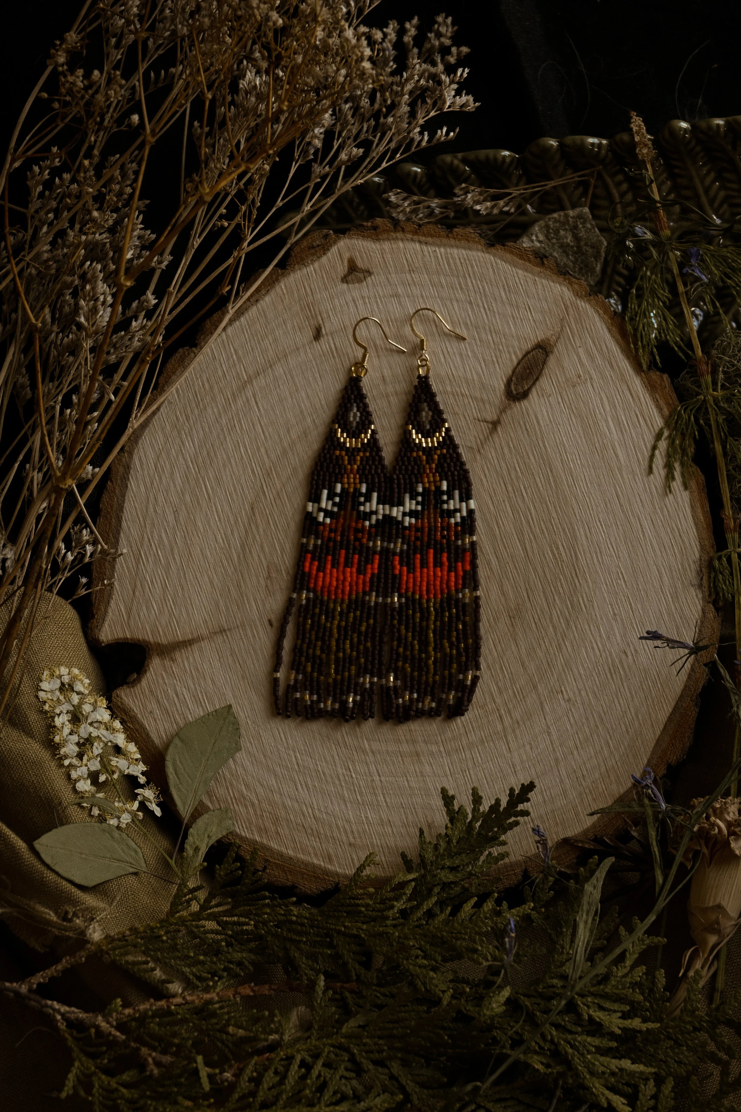 Tiger Moth and Indian Paintbrush Earrings