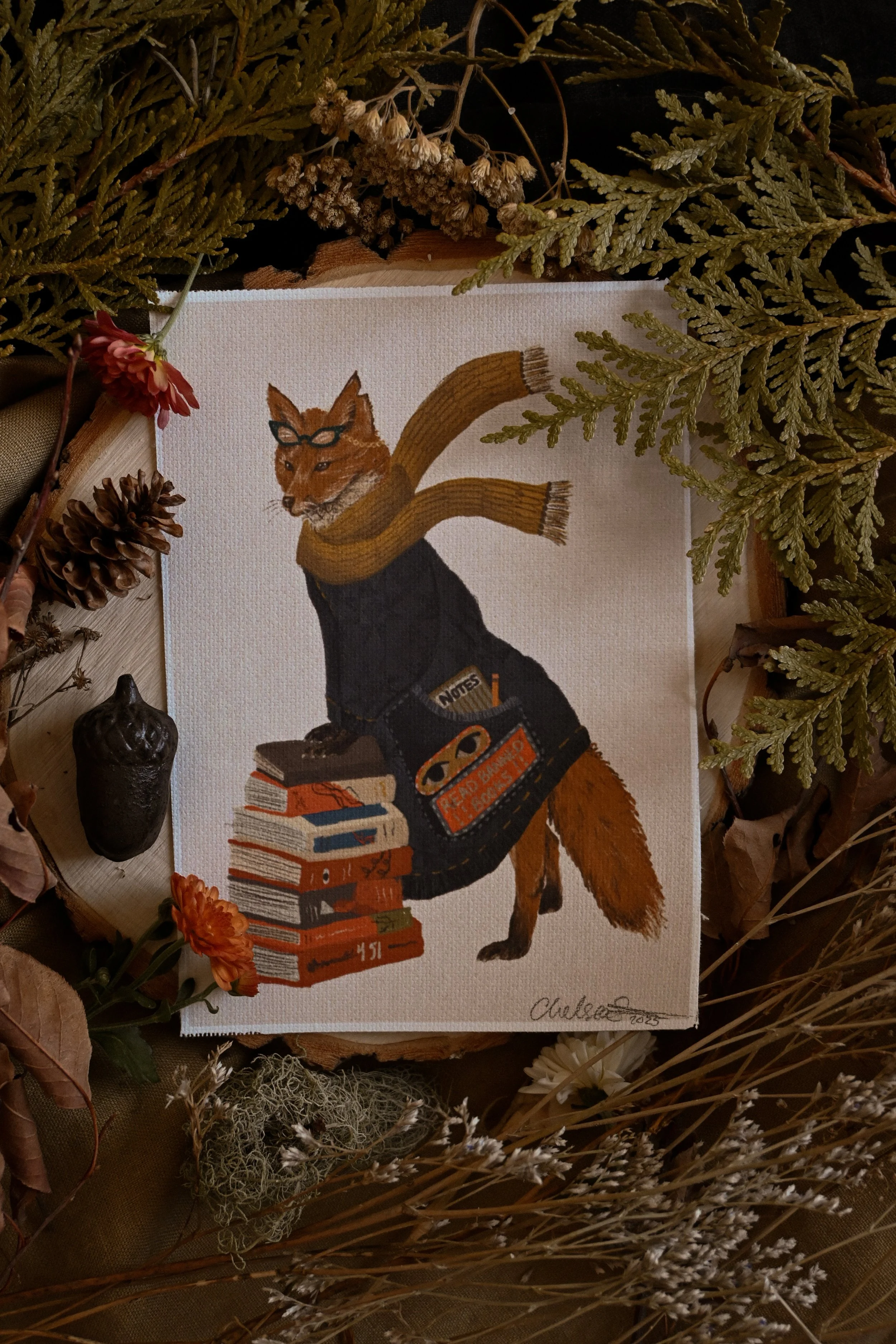 Crafty Critters - Librarian Fox Print