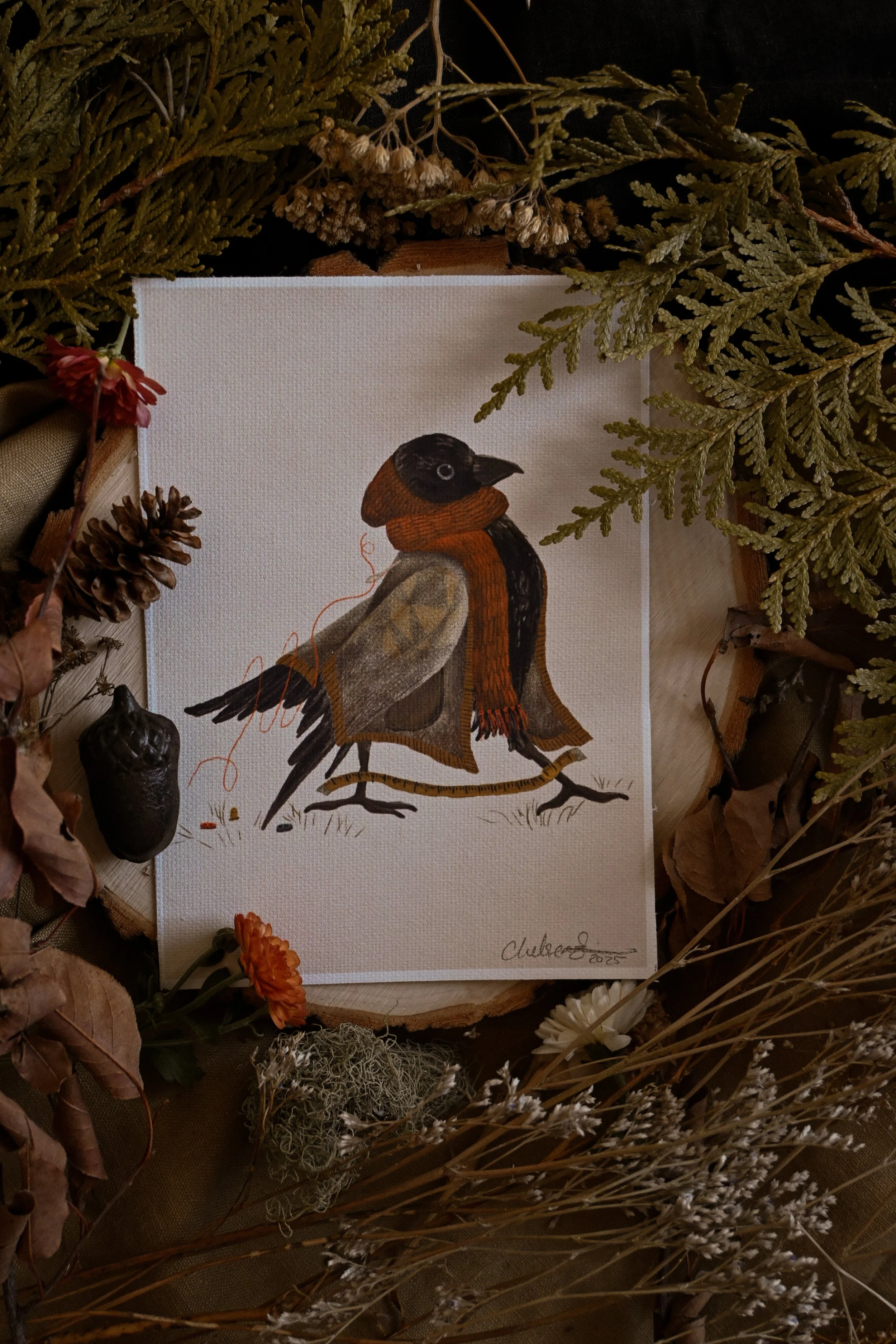 Crafty Critters - Notions Crow Print