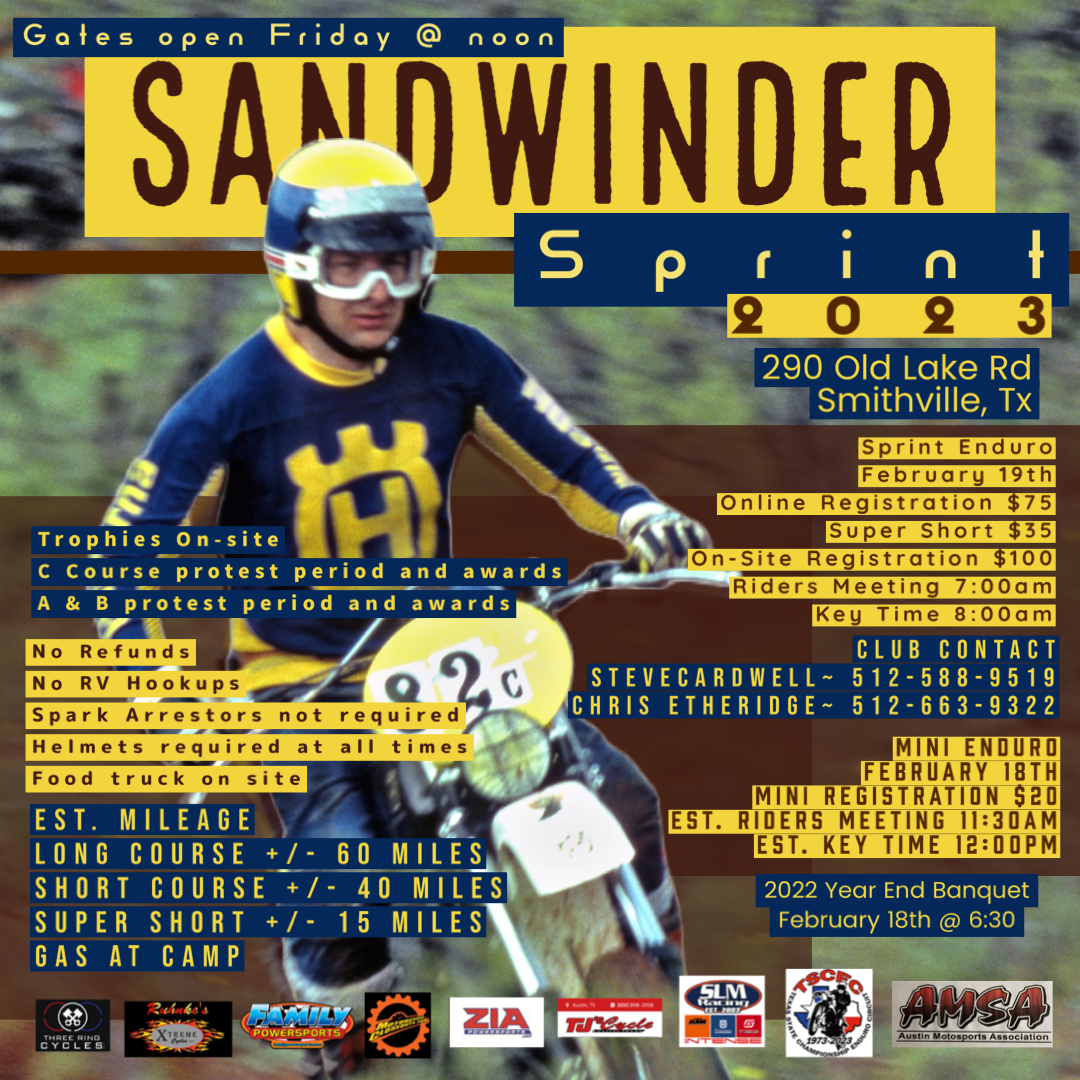 19 FEBRUARY, 2023 - SANDWINDER ADULT ENDURO - SMITHVILLE, TEXAS 
