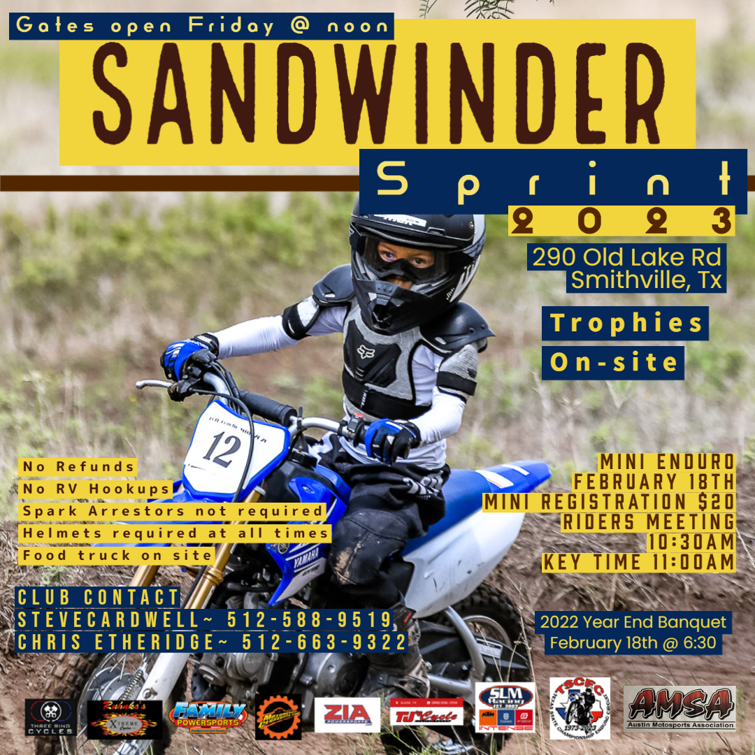 18 FEBRUARY, 2023 - SANDWINDER MINI ENDURO - SMITHVILLE, TEXAS — Texas ...