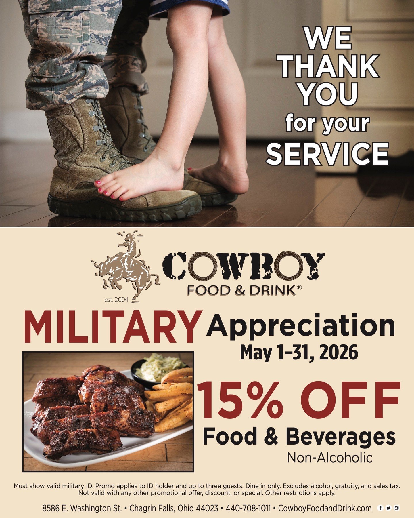 To all the amazing teachers and service members&mdash;this one&rsquo;s for you 🍎🇺🇸
Enjoy 15% off food &amp; non-alcoholic beverages all month long.

Tag your favorite teacher or service member and bring them in to celebrate and let us say thank yo