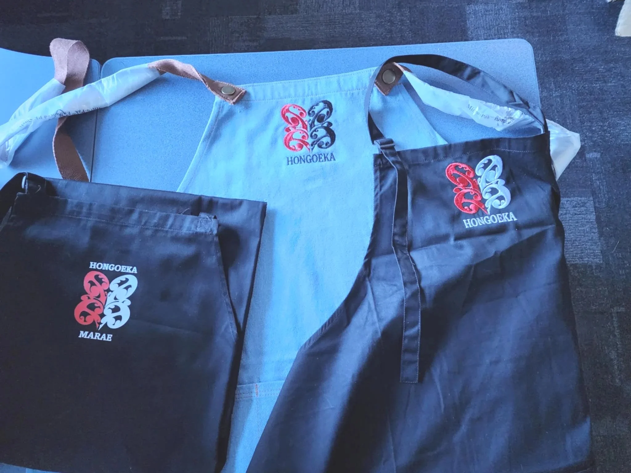 Aprons, either printed or embroidered logo can be ordered, see the form below.