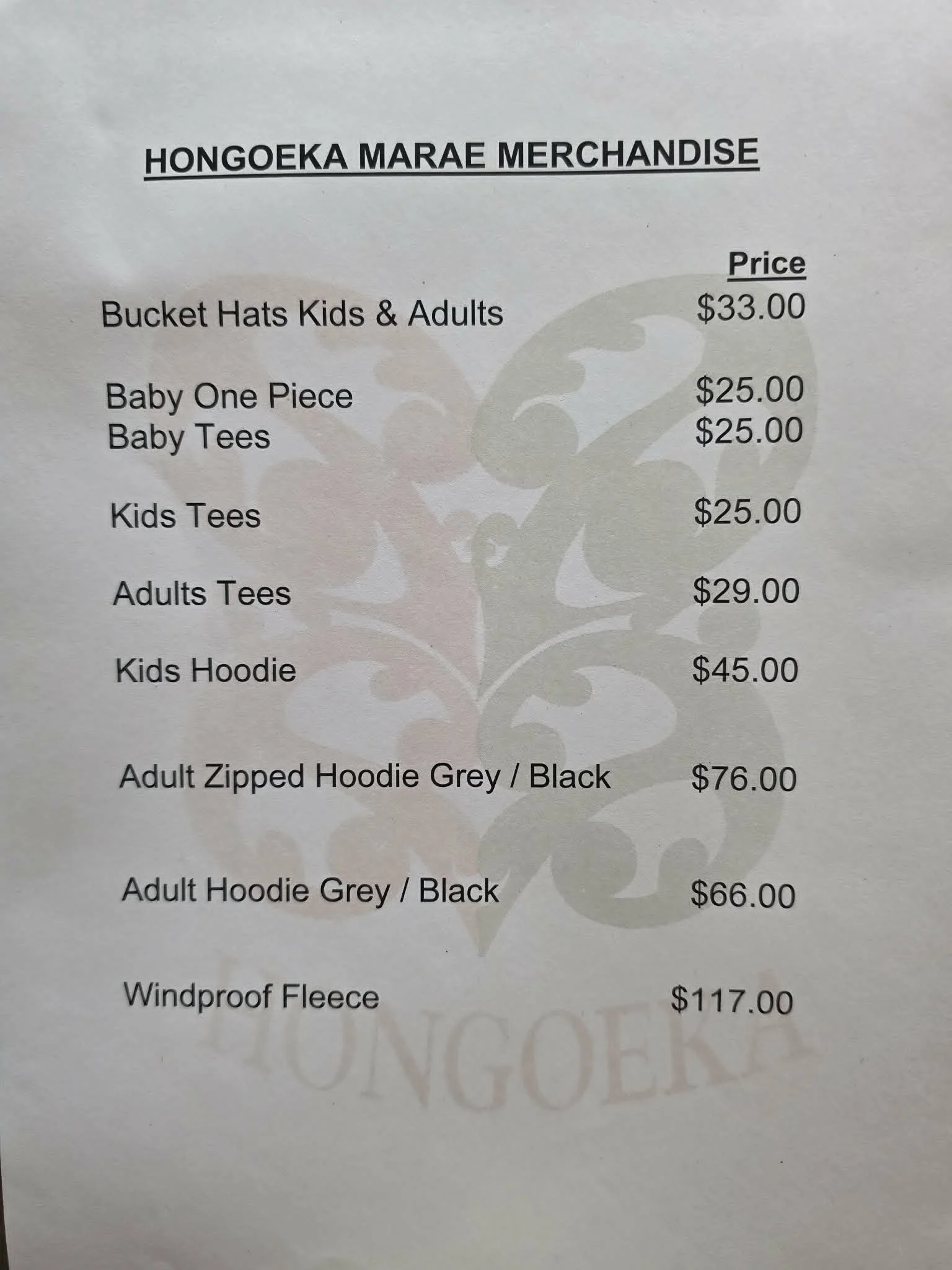 Price list as at June 2026