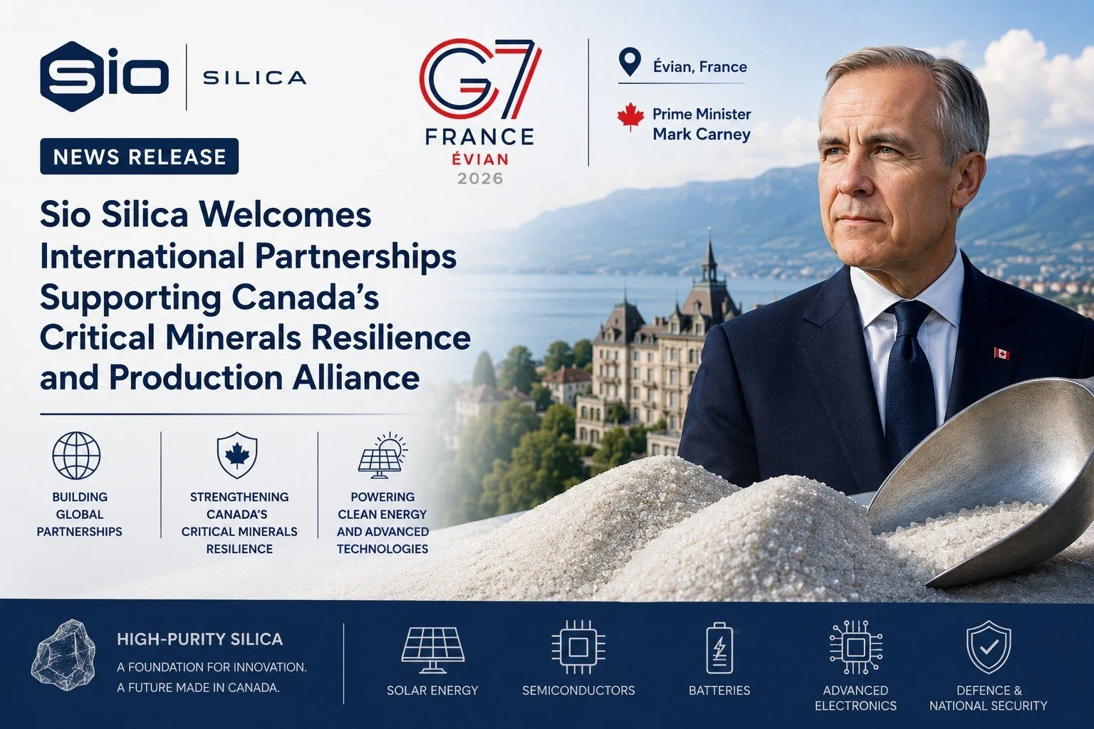 Sio Silica Welcomes International Partnerships Supporting Canada's Critical Minerals Resilience and Production Alliance