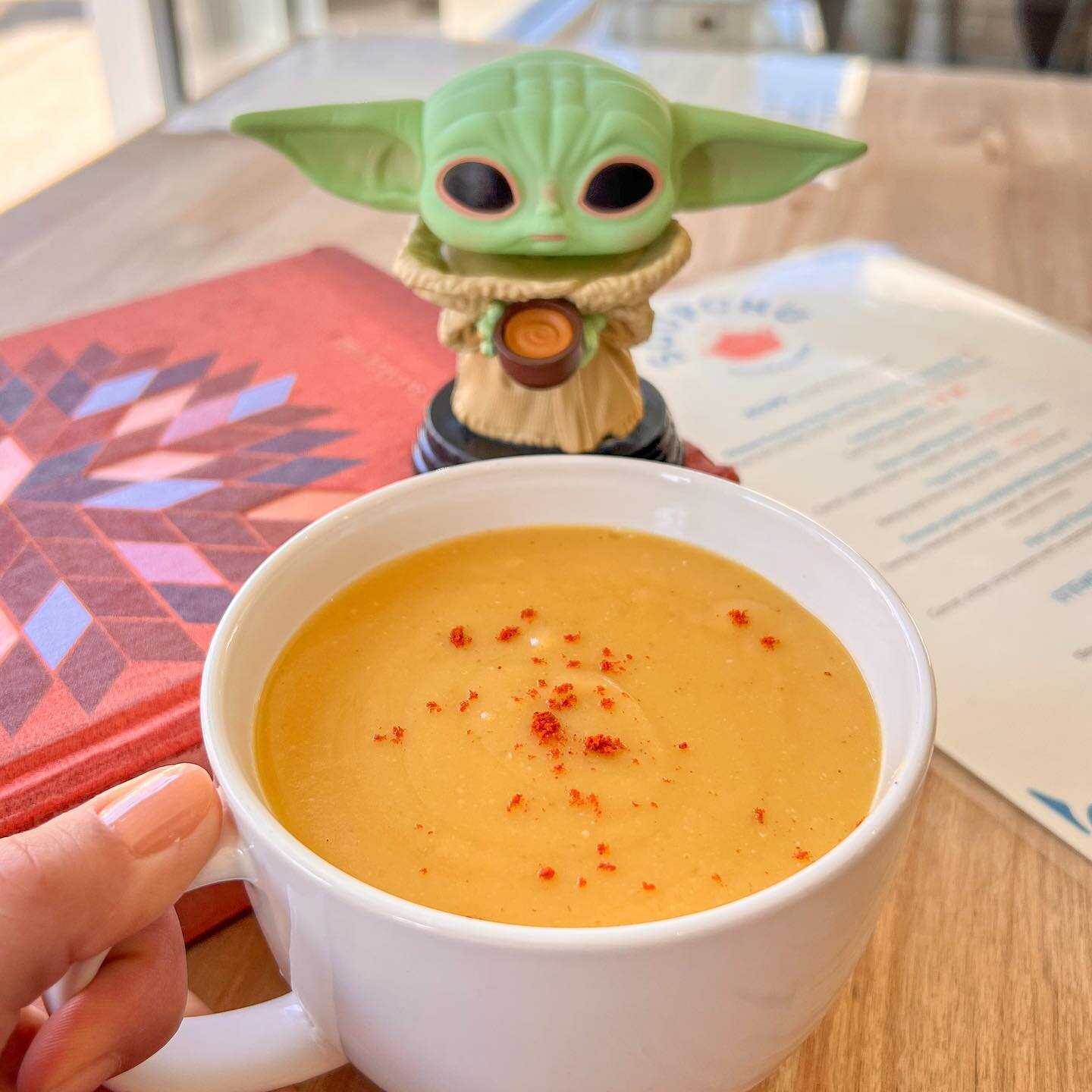 Happy #StarWarsDay!!🌌 If you're looking for a soup-buddy who is also fan of our Red Lentil Soup, Baby Yoda can be the one today 💪😋 #maythe4thbewithyou 

Order now 👉 gastroboteats.com 🛒
.
.
.
#starwars #starwarsfan #mandalorian #starwarsfigures #
