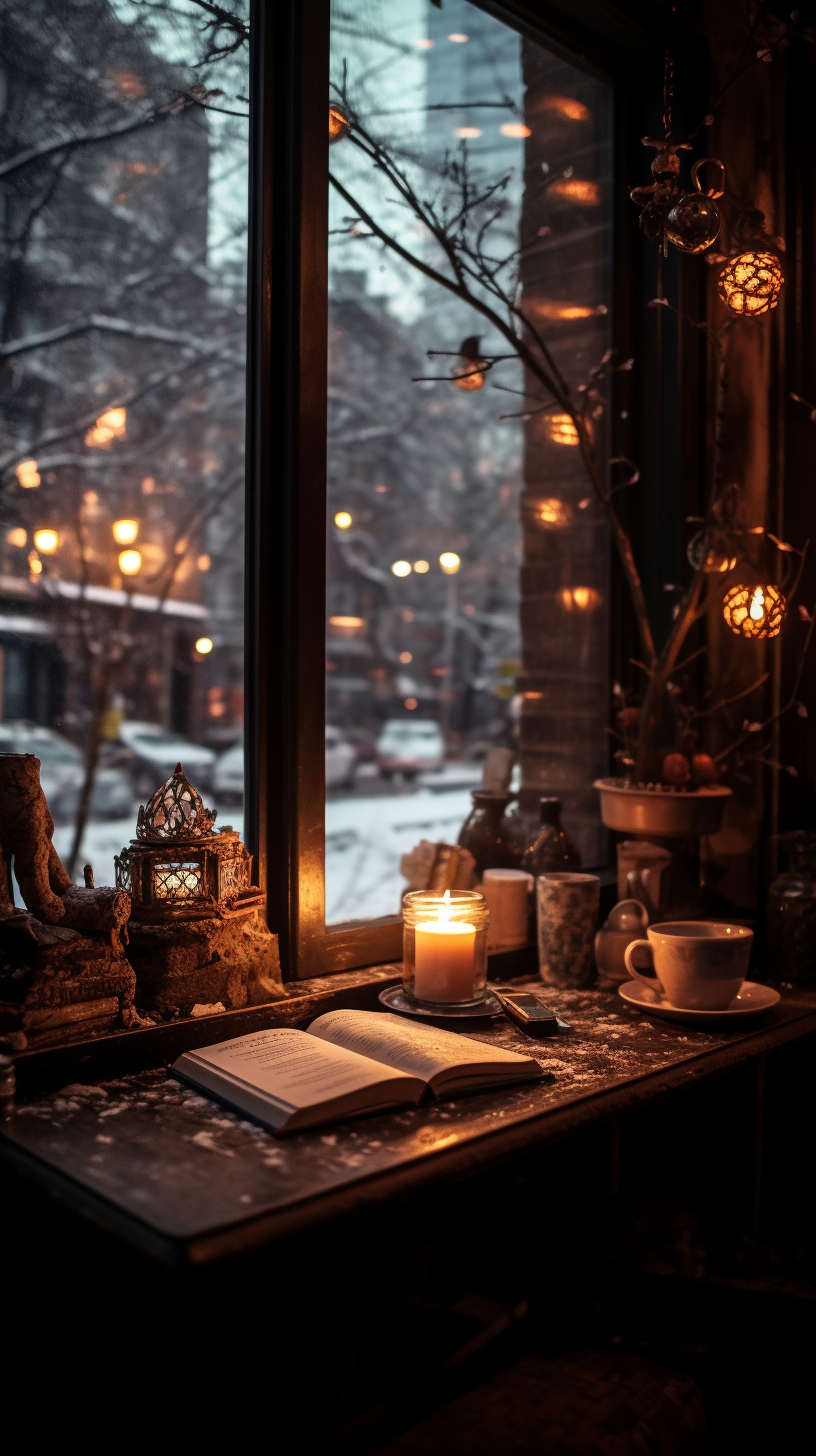 Author Writing Moody Vibes Aesthetic Writing Desk Cozy Writing Corner Window Overlooking Scenery