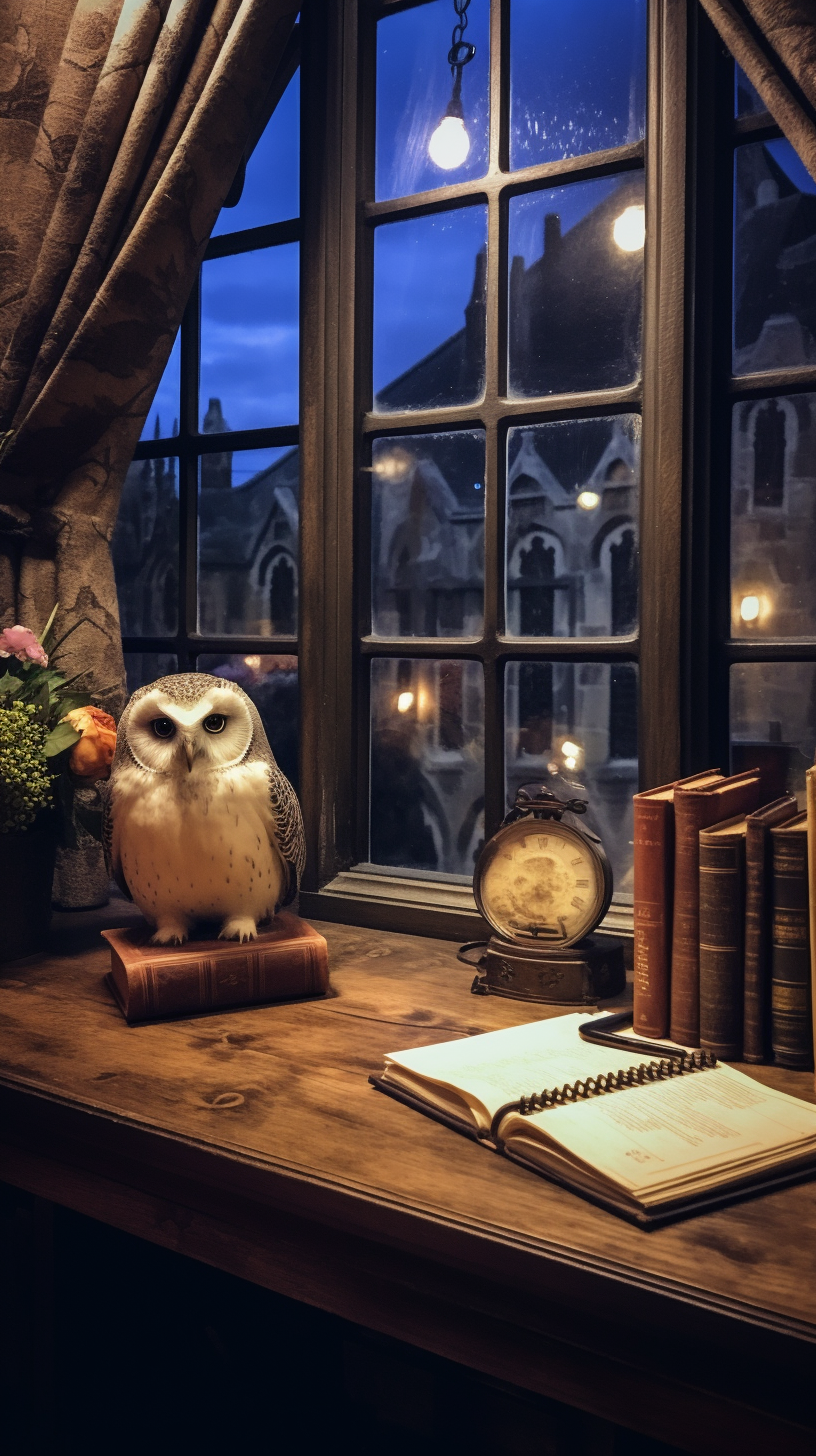 Author Writing Moody Vibes Aesthetic Writing Desk Overlooking the Hogwarts 2.png