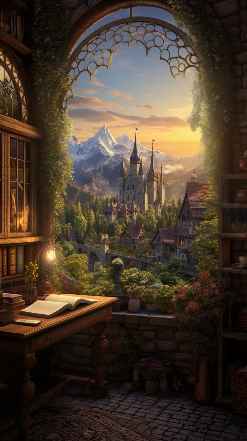 Author Writing Moody Vibes Aesthetic Writing Desk Cozy Writing Corner Window Overlooking Scenery