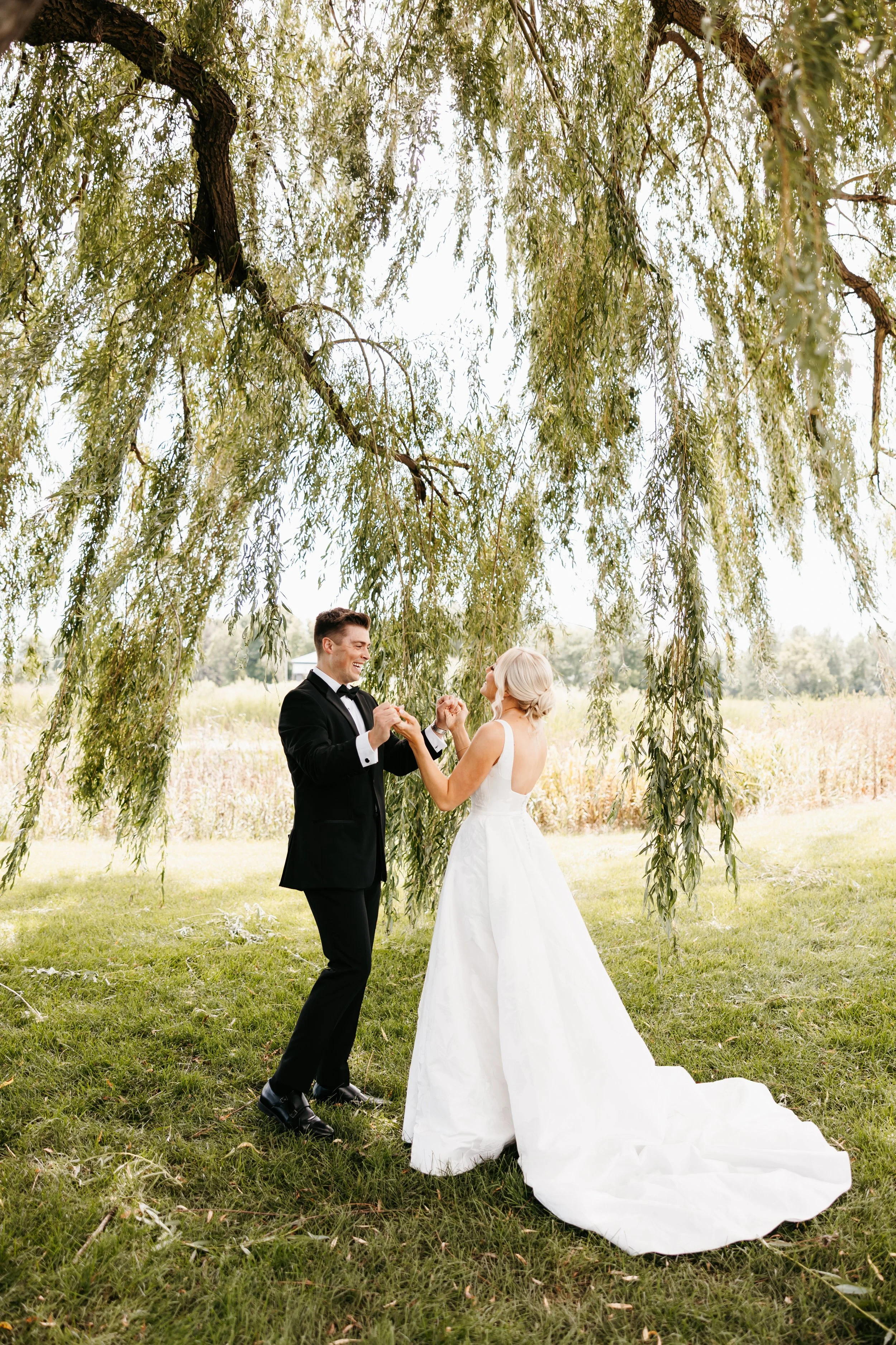 Bride and groom first look at Minneapolis wedding