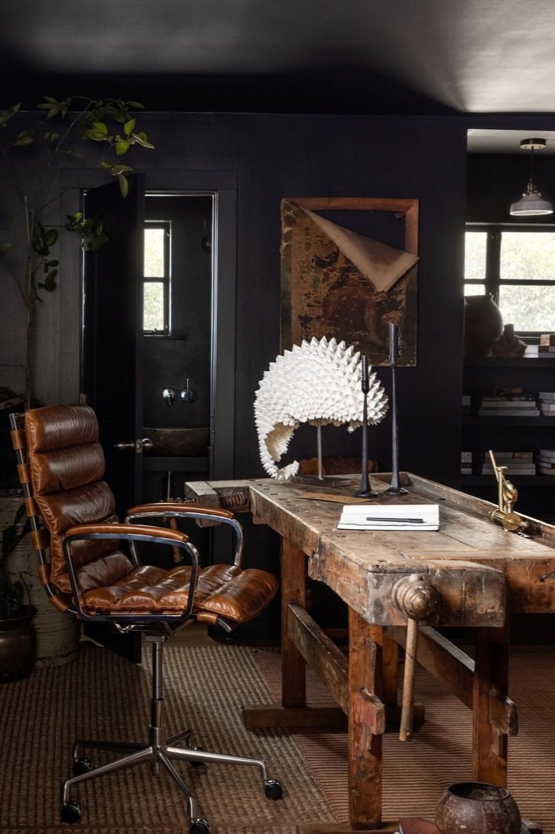 Creating a Masculine Home Office Design for Men, Dark and Bold 