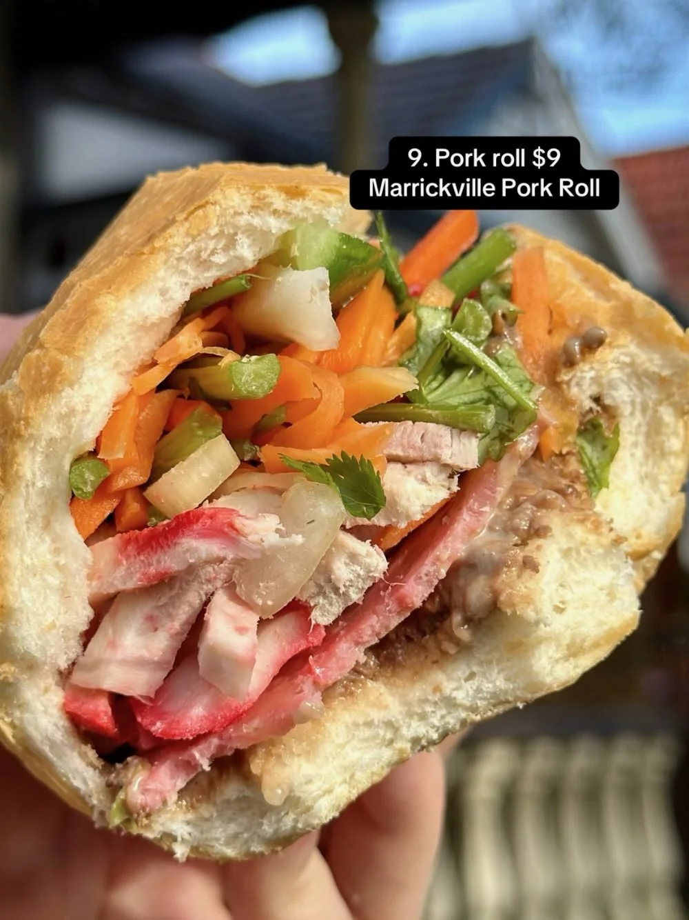 $9 pork roll from famous banh mi shop Marrickville Pork Roll in Sydney