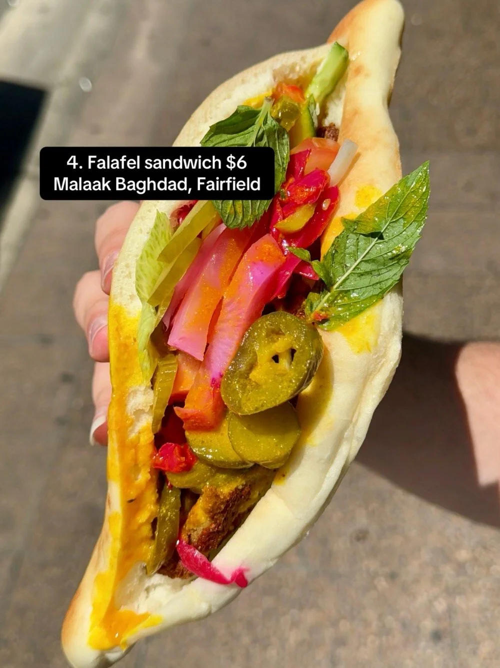 cheap $6 falafel sandwhich from Malaak Baghdad in Fairfield, Sydney