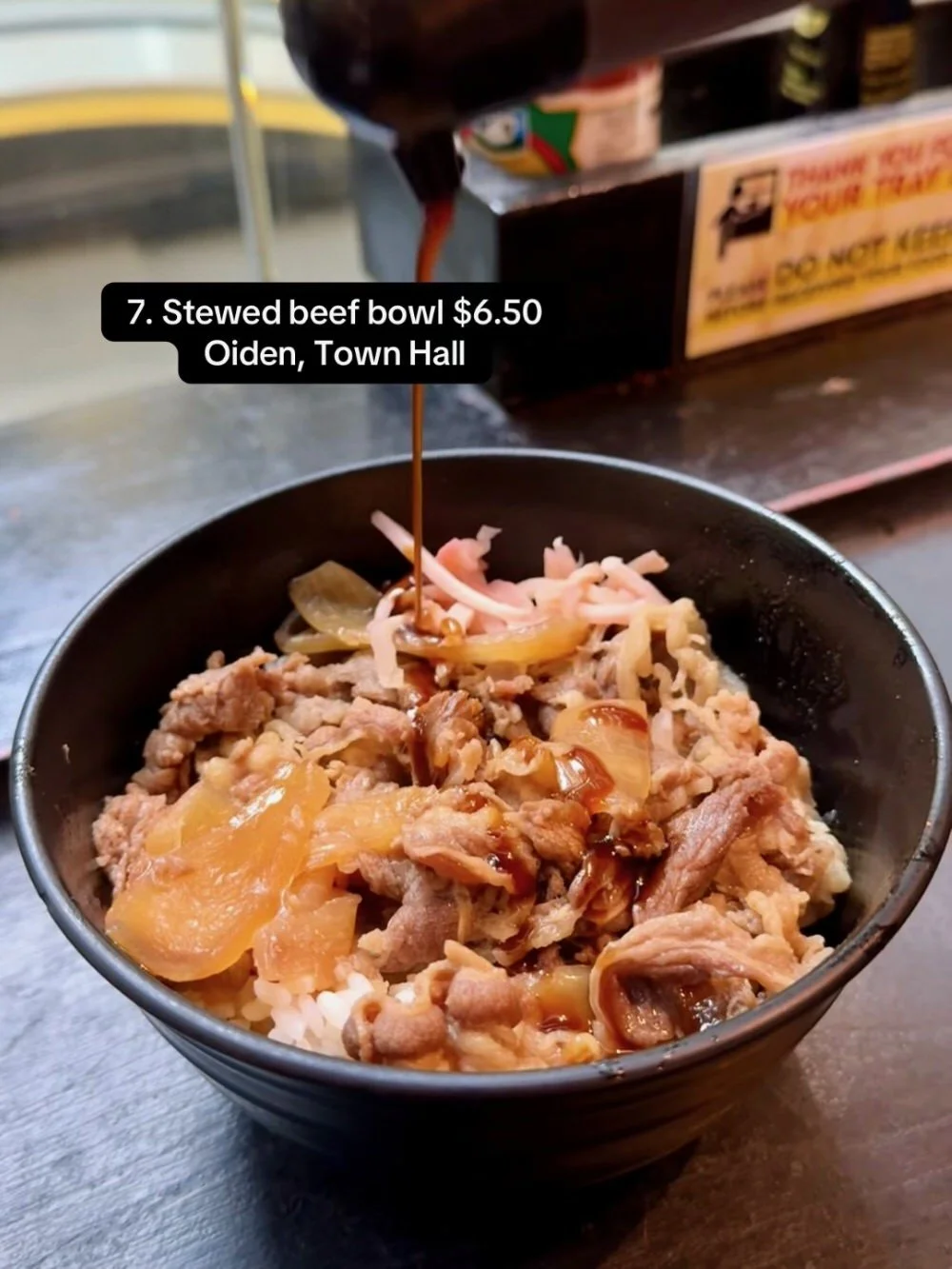 cheap stewed beef bowl from Oiden in Town Hall, Sydney