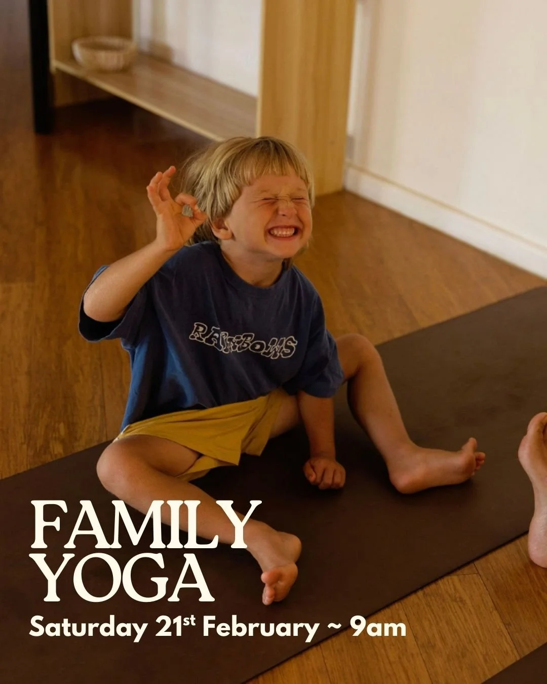 Family Yoga is back!!!

Join Amy + Onyx this Saturday.

Together you and your little ones will stretch, breath, laugh + love.

The class is interactive as you move through the poses, games + relaxation together.
Combining all the elements of a genera
