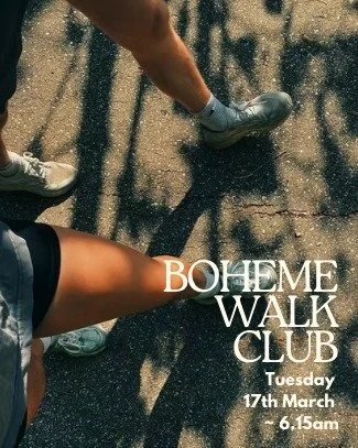 Join us for our first Boheme Walk Club.

Like Run Club but better because we WALK. 

We will meet at the top of Burleigh Hill beach side to walk together around the Jellurgal Headland. 

An opportunity to move together in a new way,  get your daily s