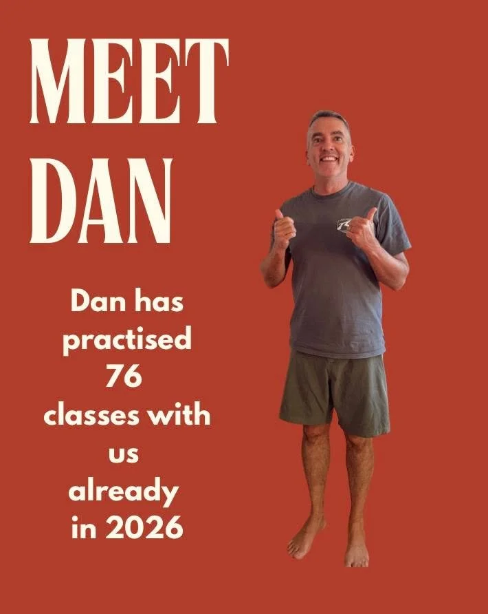 Celebrating our students practice journey's with our dear Dan.

Having practised 76 classes in 90 days of this year. 

Dan started his Yoga journey with us just over 18 months ago, loving his Yin classes for the first 6 months of his Yoga journey. 

