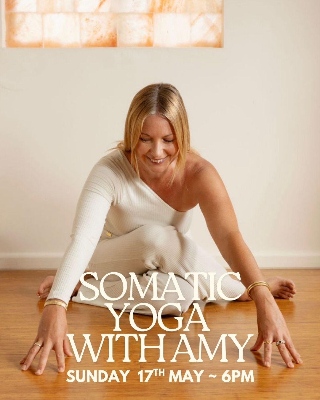 Somatic Yoga this Sunday 17th May 6pm with @ms.amyfarrow 

Through gentle, mindful sequences + guided awareness, you&rsquo;ll be supported to unwind patterns of stress held in the nervous system + muscles.
Somatic Yoga is a slow, intuitive practice d
