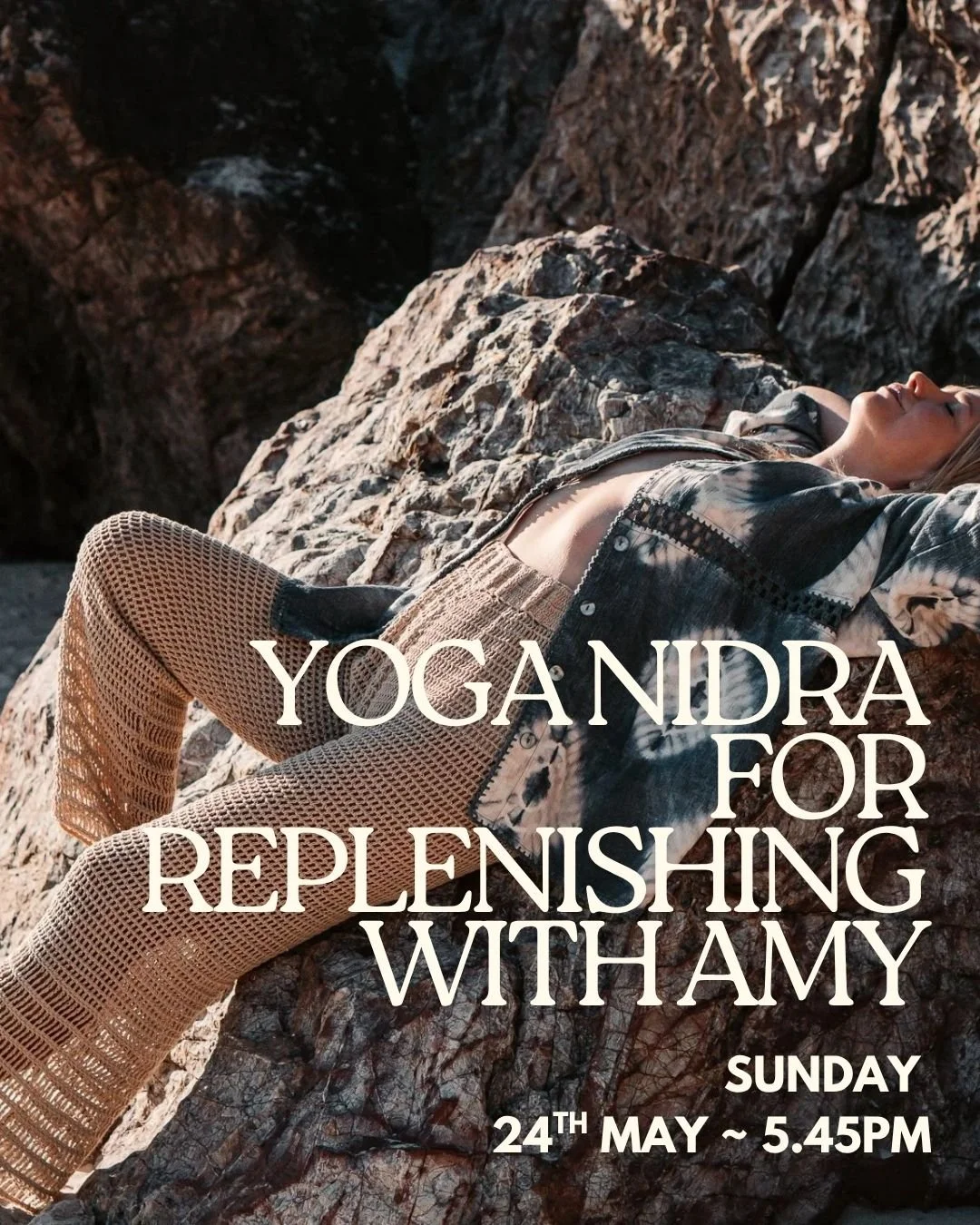 Yoga Nidra with @ms.amyfarrow this Sunday 24th May 5.45pm.

Nourish your Being, replenish your radiance and awaken clarity + inspiration.
The ancient art of Yoga Nidra is known and practiced for it's supreme ability to reach the deeper layers of cons