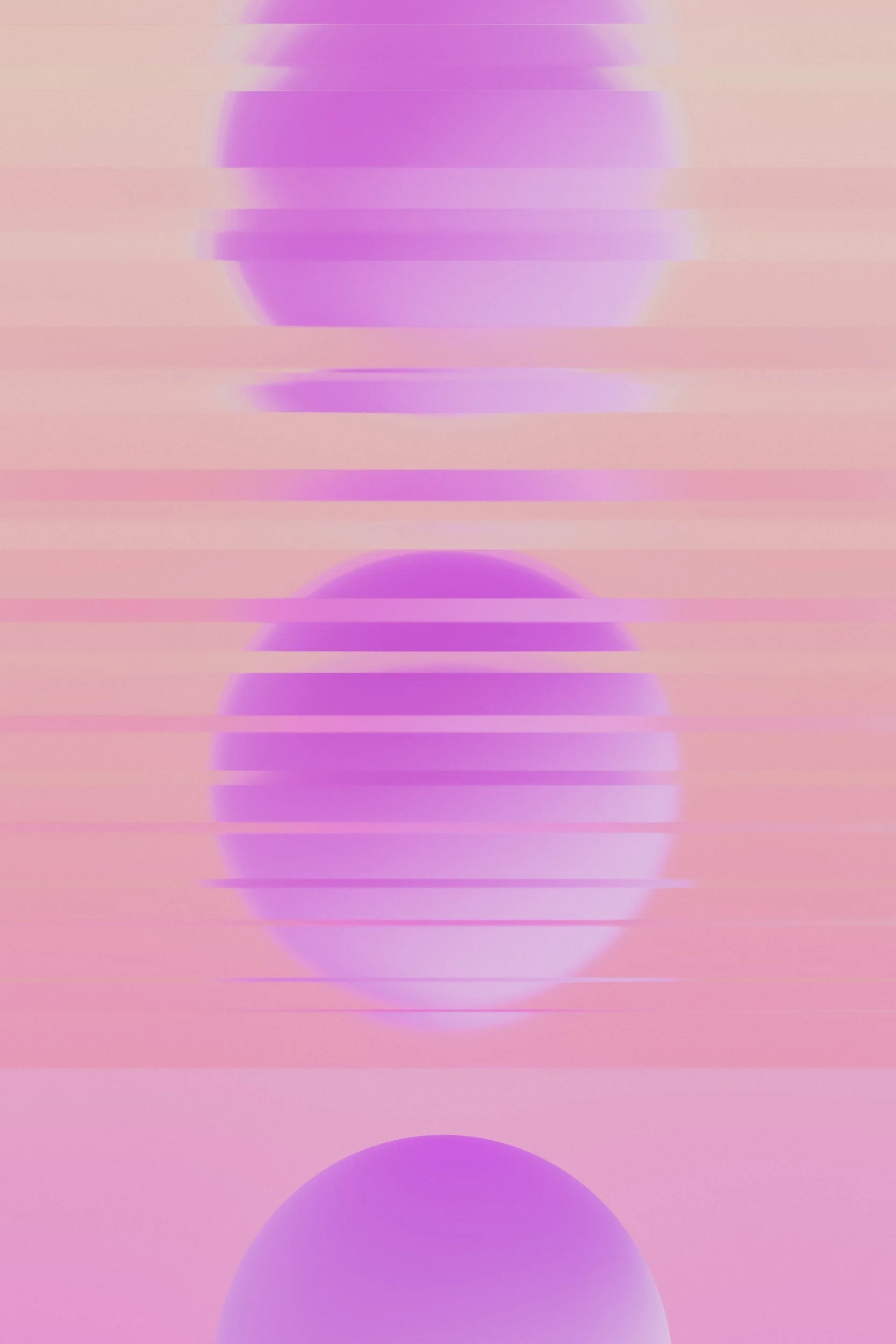 Abstract digital art with purple and pink blurred circles and horizontal lines on a soft gradient background.