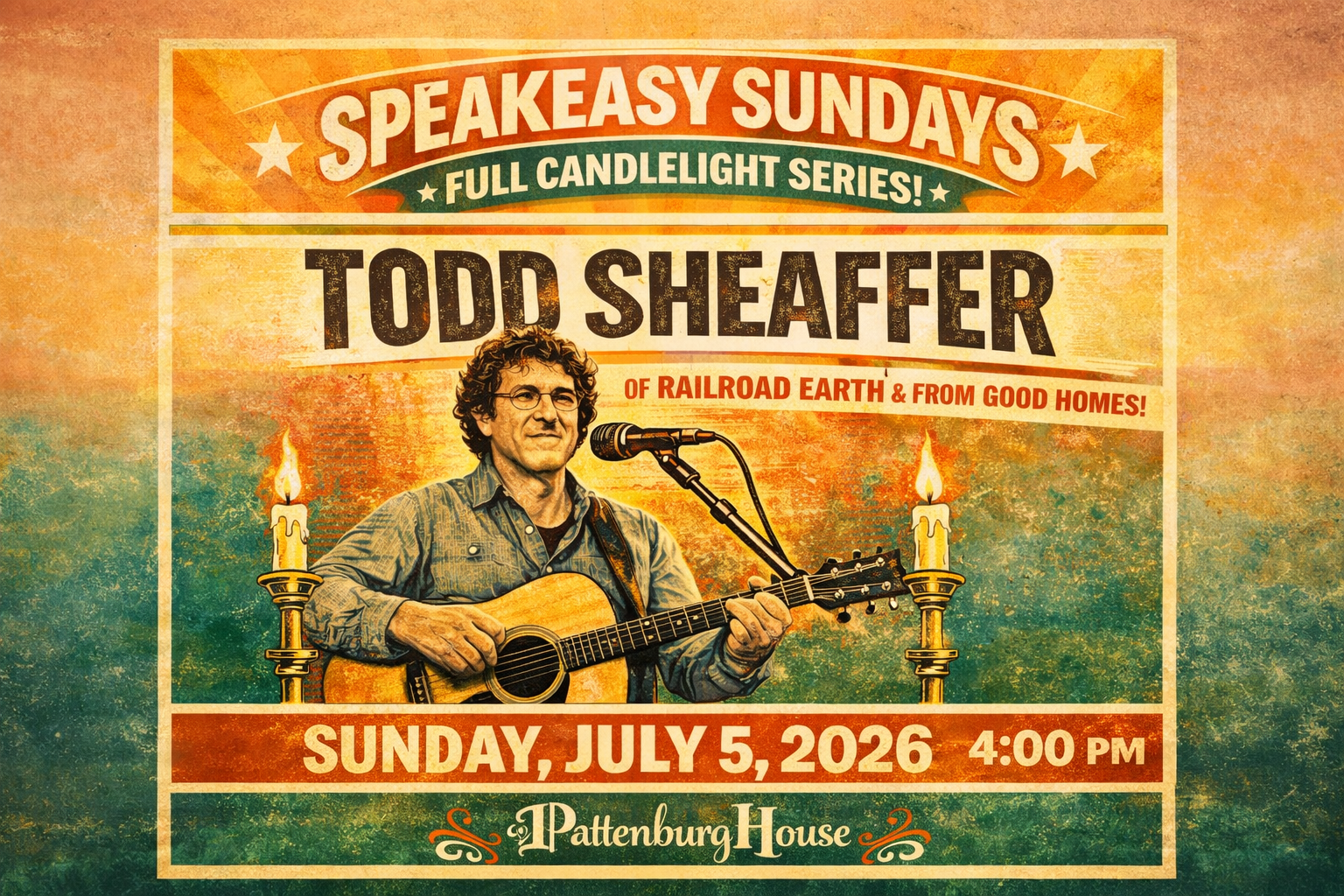 Poster for New Year's Eve event featuring Jimmy Lahey and The Gray Man Group performing at Talentburg, December 31st, from 8 PM to midnight, with a cover charge of $20 including a glass of champagne.