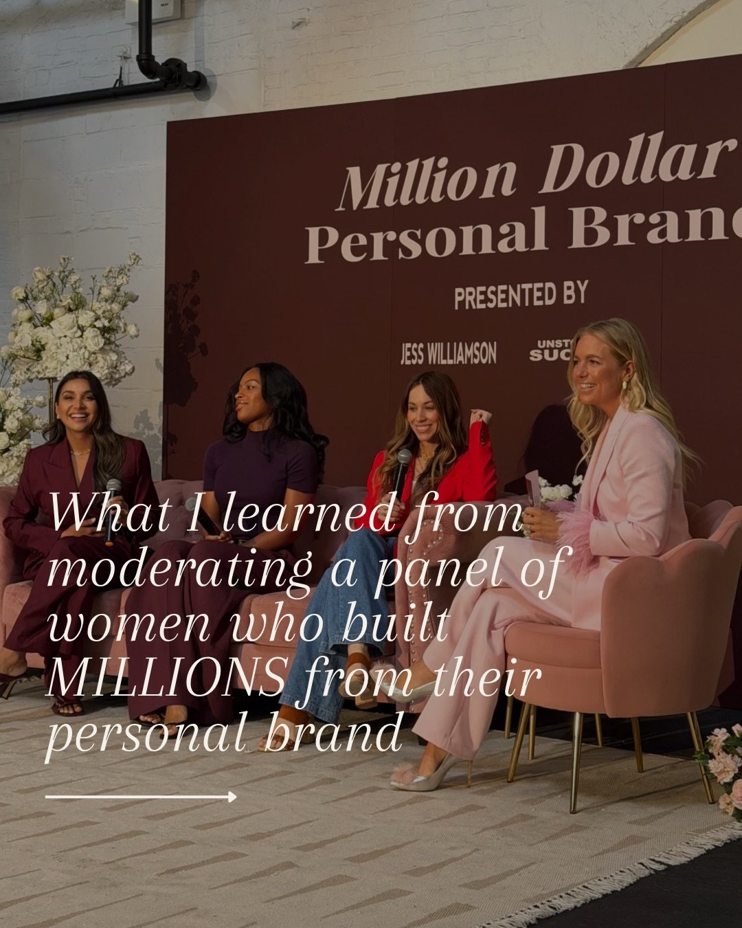 Last week I flew to NYC to speak on stage with some absolute ICONS in business!! 

HUGE shoutout to the host of the Million Dollar Personal Brand event, @jess.williamson8 and my incredible panelists:
@jaclynrjohnson @kendallgalore @suneeramadhani 

S