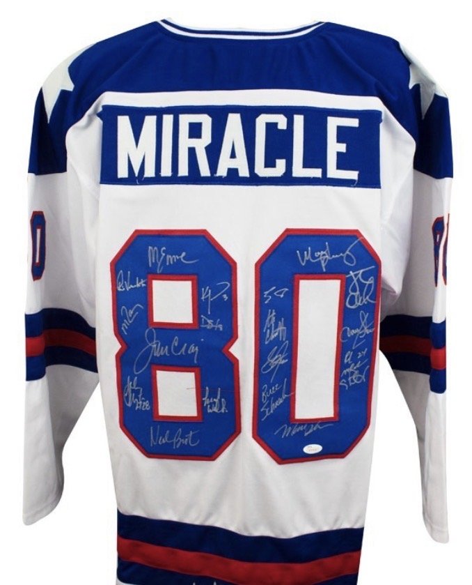 1980 Miracle on Ice Autographed Team USA Olympic Custom Jersey